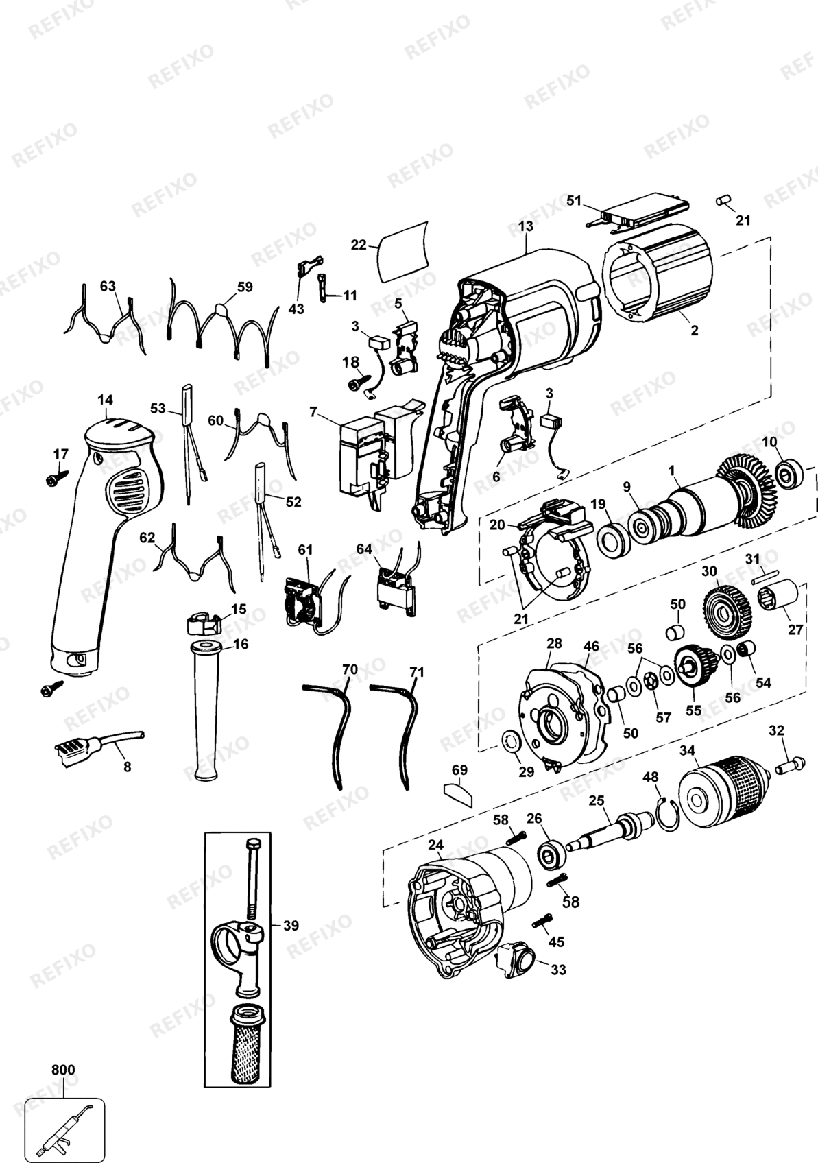 Деталировка DeWalt DW236-LX TYPE 1 BOHRER DW236-LX DW236 — схема запчастей в разборе