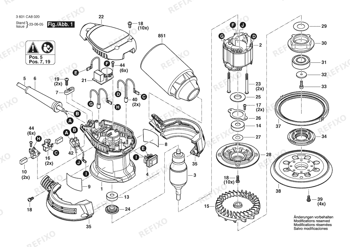Деталировка Bosch Эксцентриковая шлифмашина GEX 125 | 011 - KR (3 601 CA8 0B0) — схема запчастей в разборе