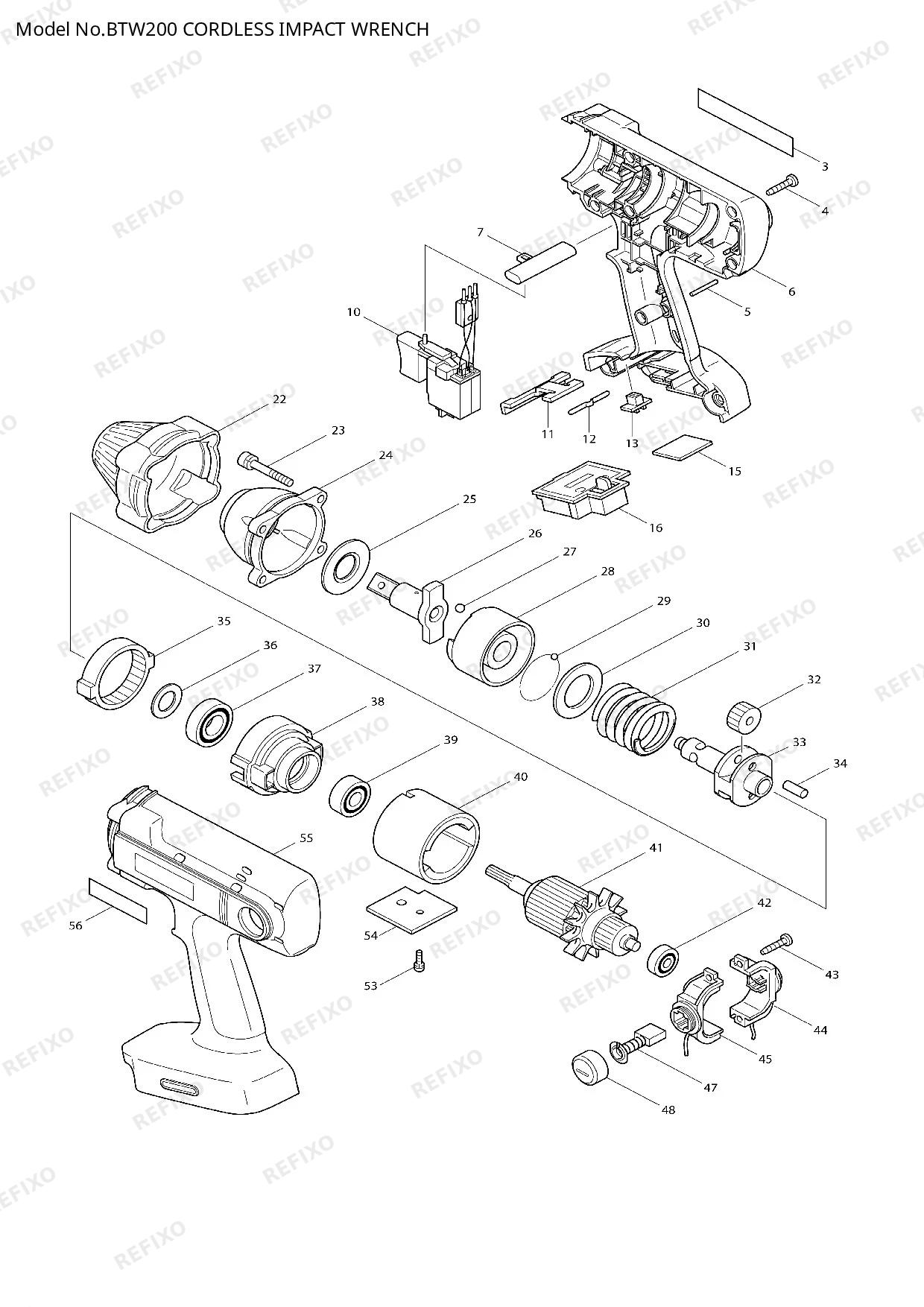 Деталировка MAKITA BTW200 — схема запчастей в разборе