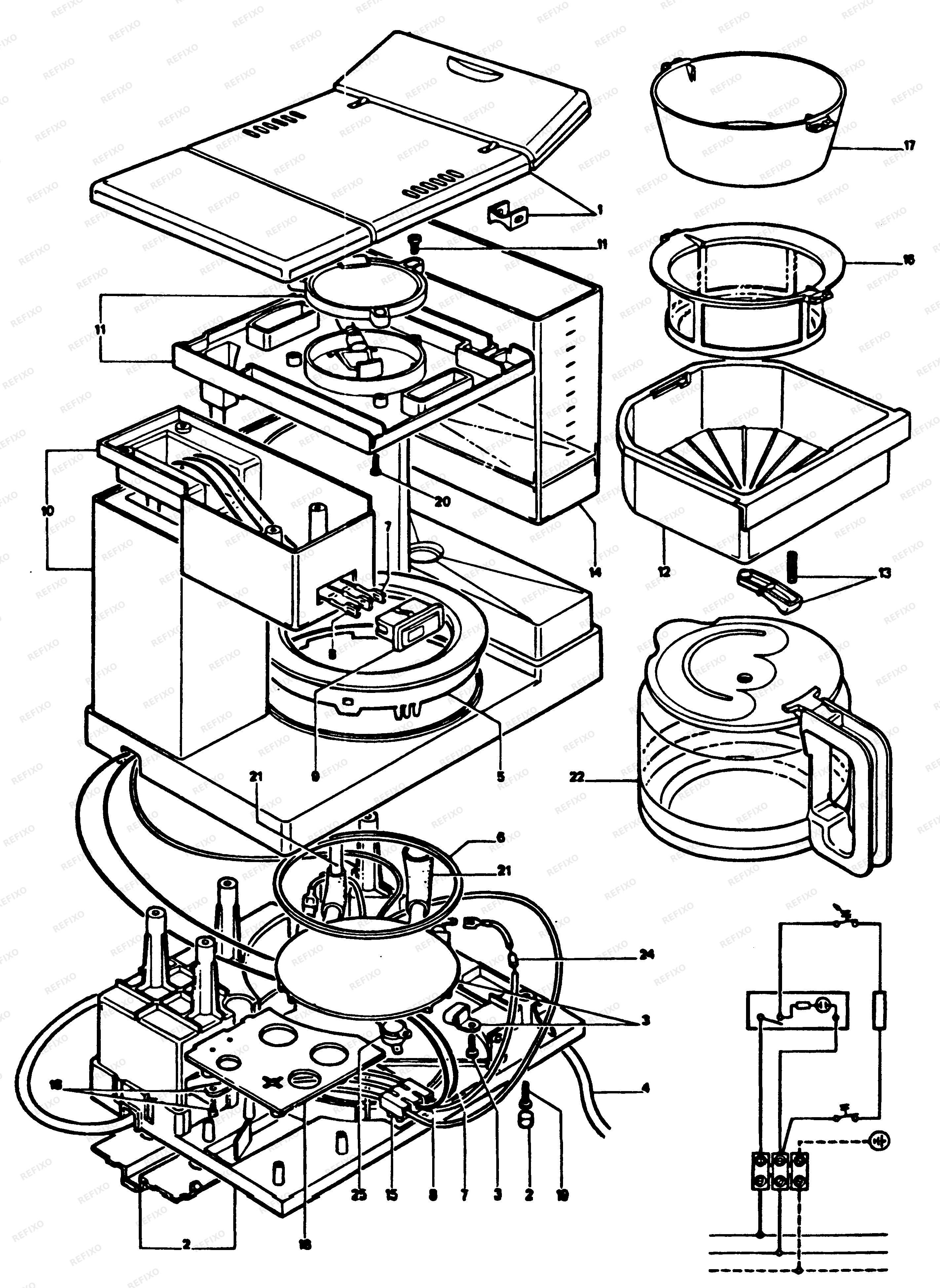 Black&Decker КОФЕВАРКА DCM200 — схема запчастей