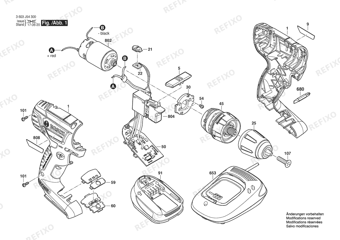 Деталировка Bosch Аккумуляторный шуруповёрт PSR 14,4 LI | 14.4 V | 001 - EU (3 603 J54 300) — схема запчастей в разборе