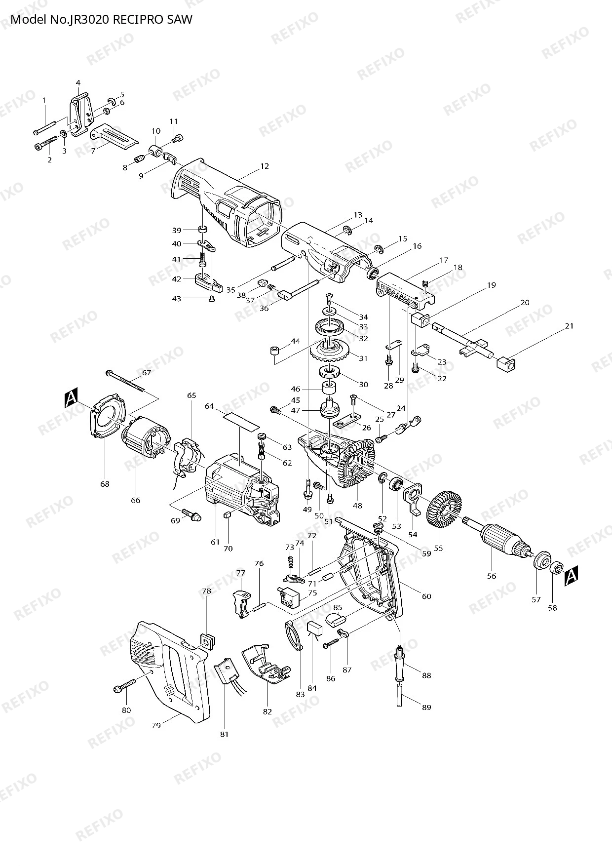 Деталировка MAKITA JR3020 — схема запчастей в разборе