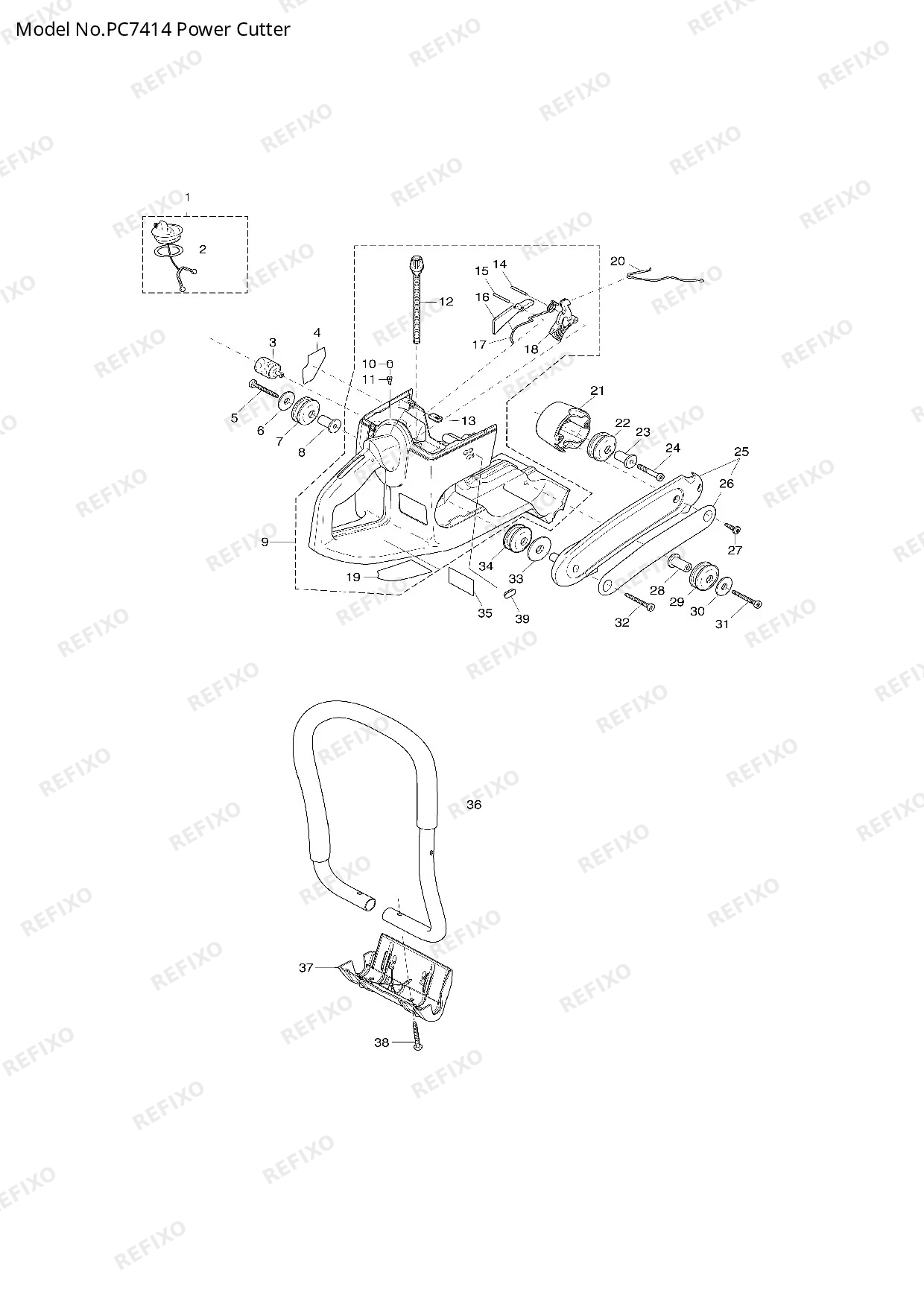 Деталировка MAKITA PC7414 — схема запчастей в разборе