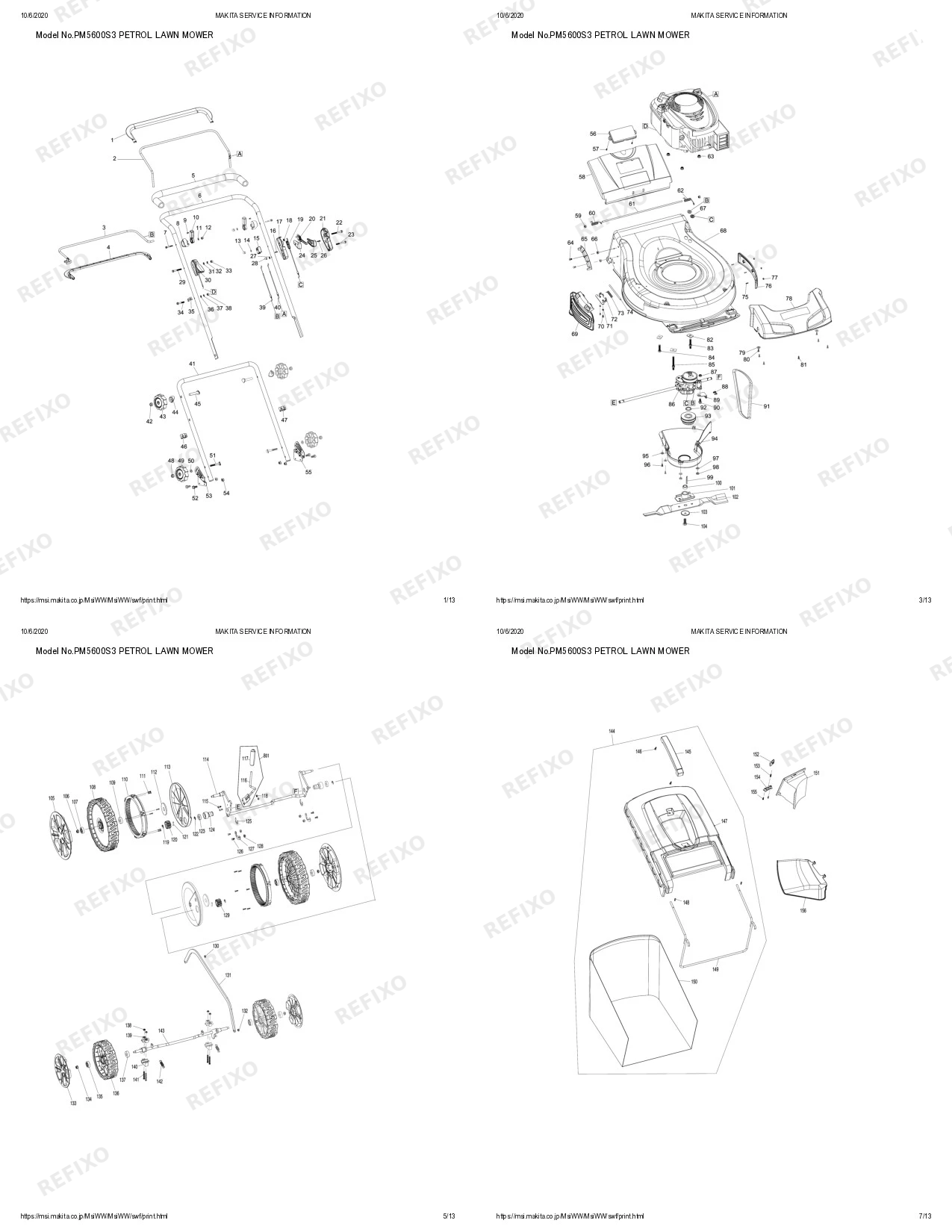 Деталировка MAKITA PM5600S3R — схема запчастей в разборе
