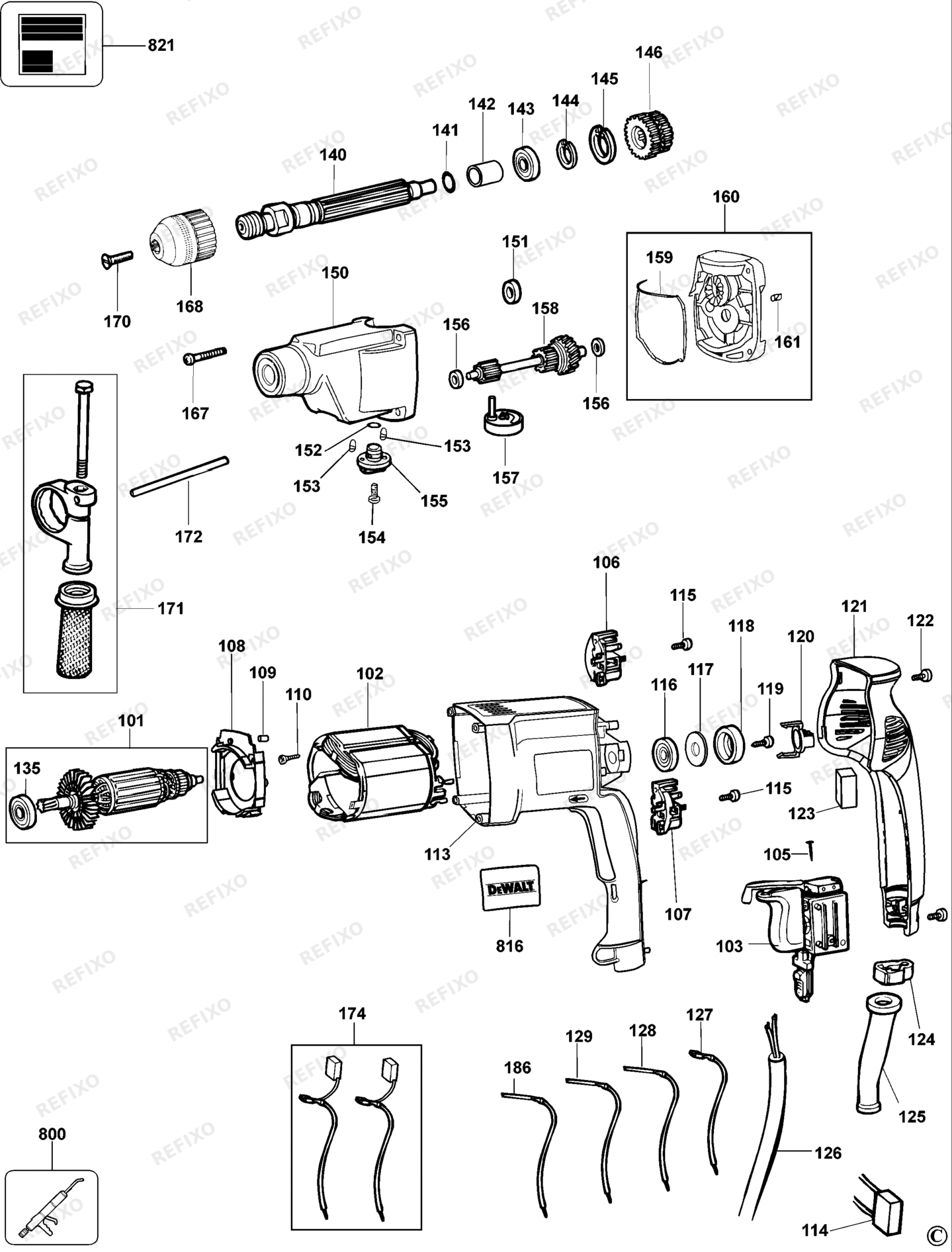 Деталировка DeWalt DW233K-QS TYPE 3 BOHRER DW233K-QS DW233K — схема запчастей в разборе
