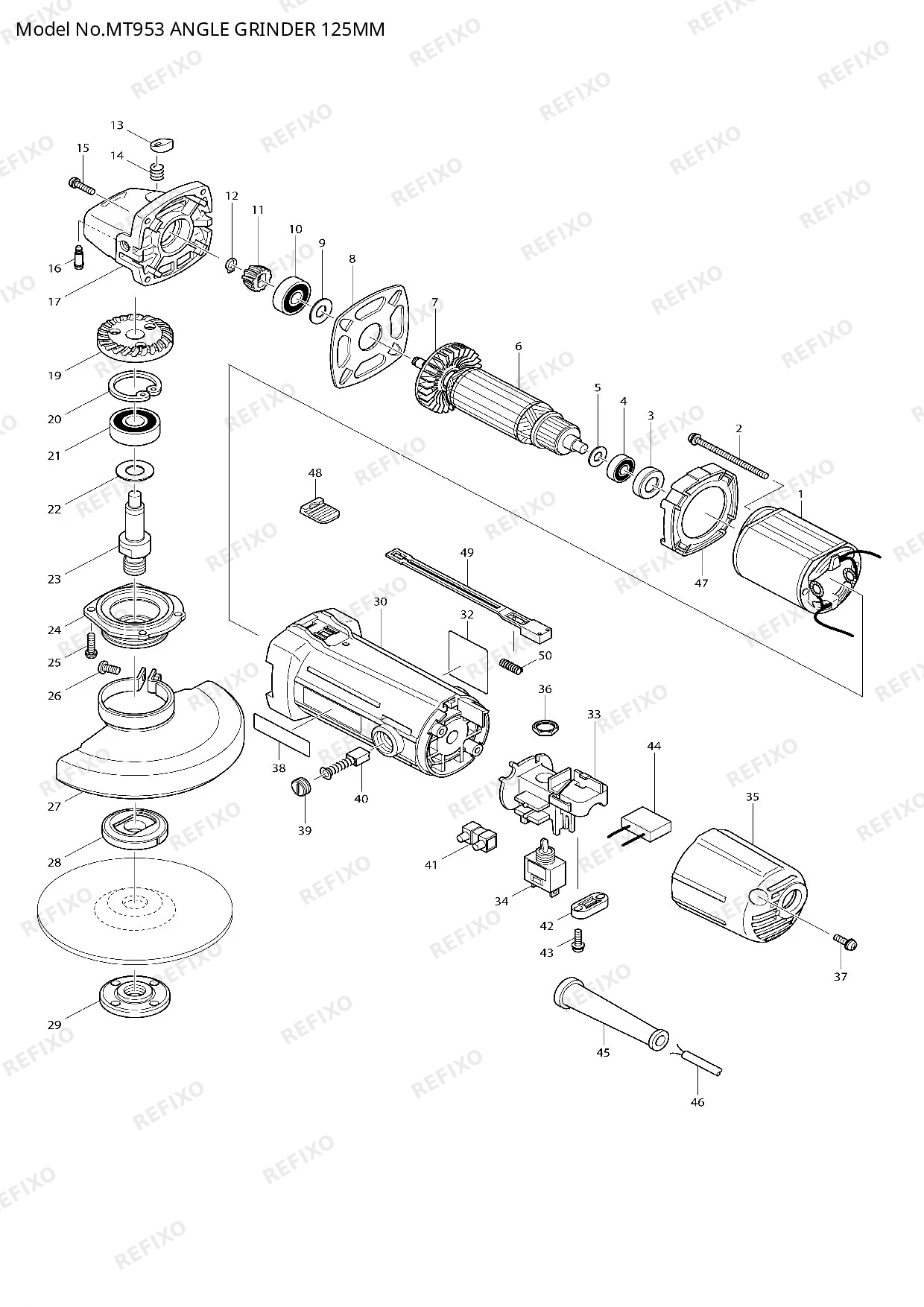 Деталировка MAKITA MT953 — схема запчастей в разборе
