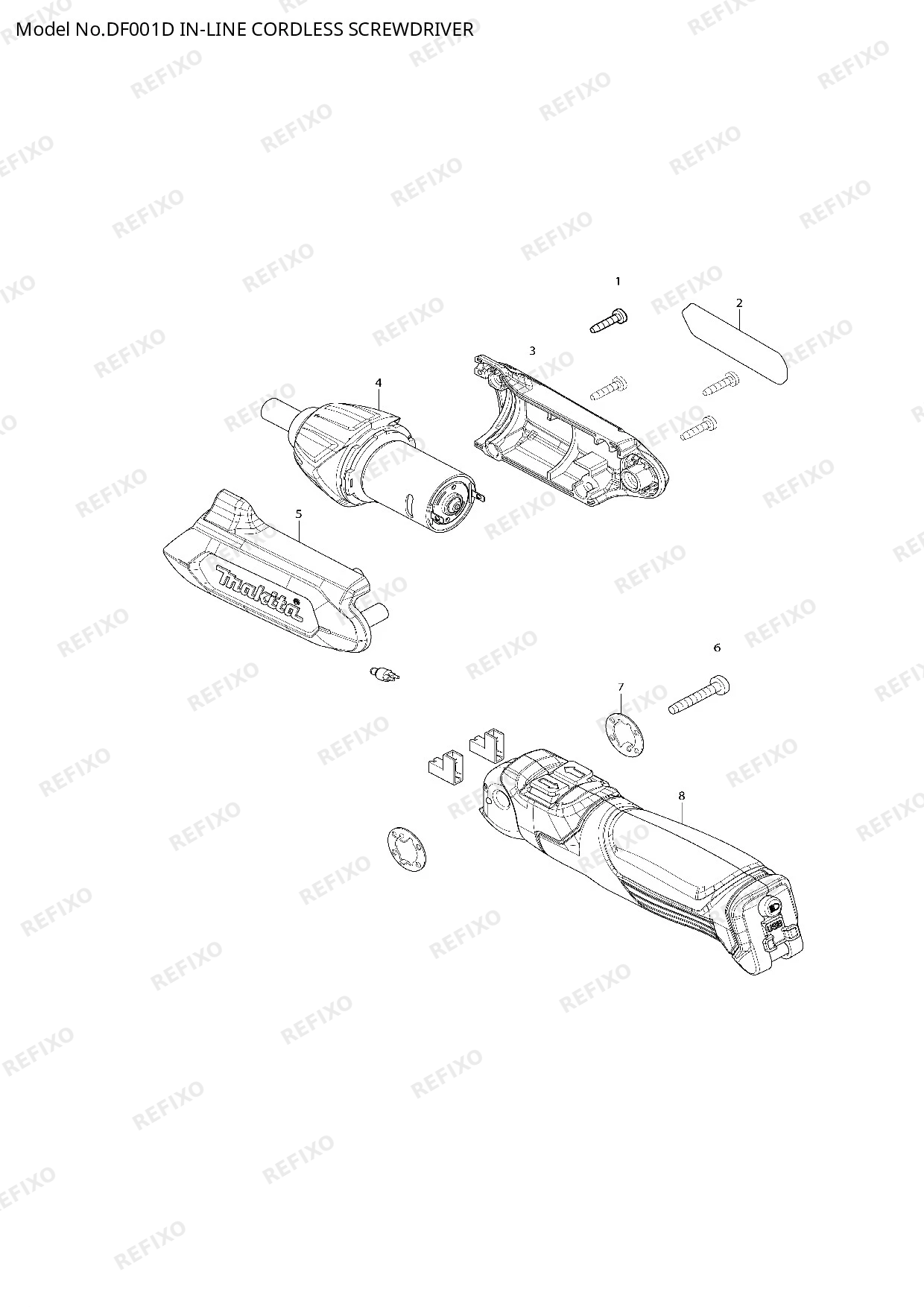 Деталировка MAKITA DF001D — схема запчастей в разборе