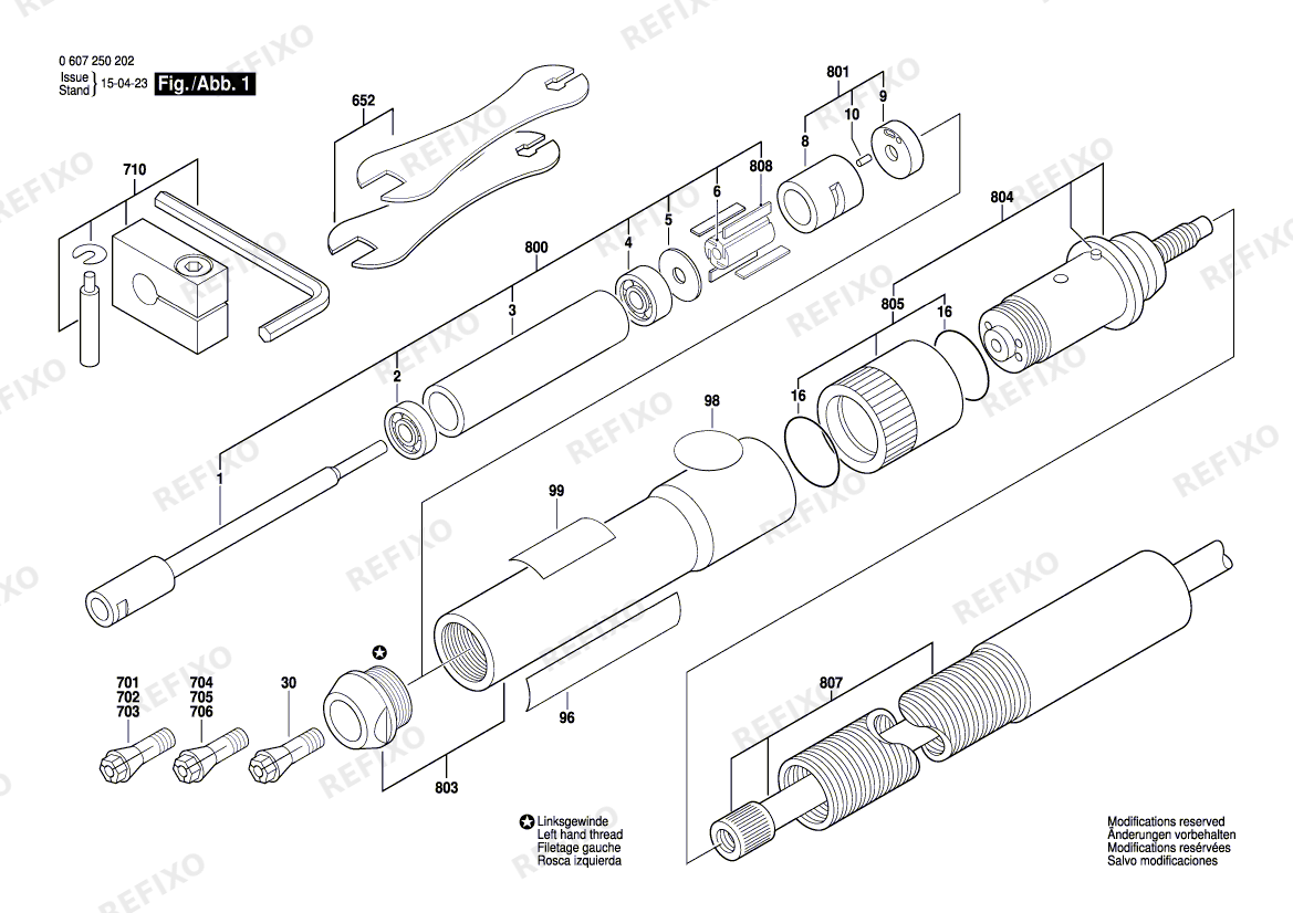 Деталировка Bosch Pw-Geradschleifer 50 WATT-SERIE (0 607 250 202) — схема запчастей в разборе