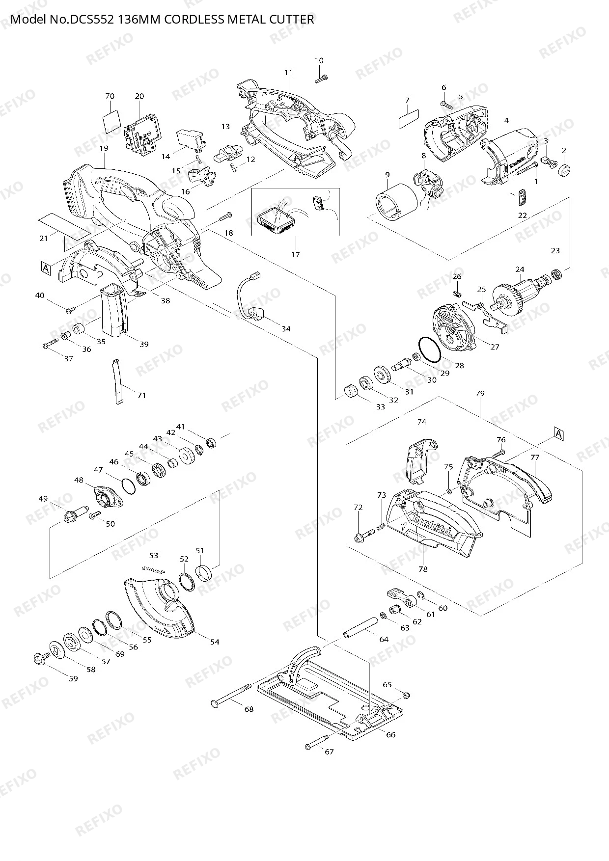 Деталировка MAKITA DCS552 — схема запчастей в разборе