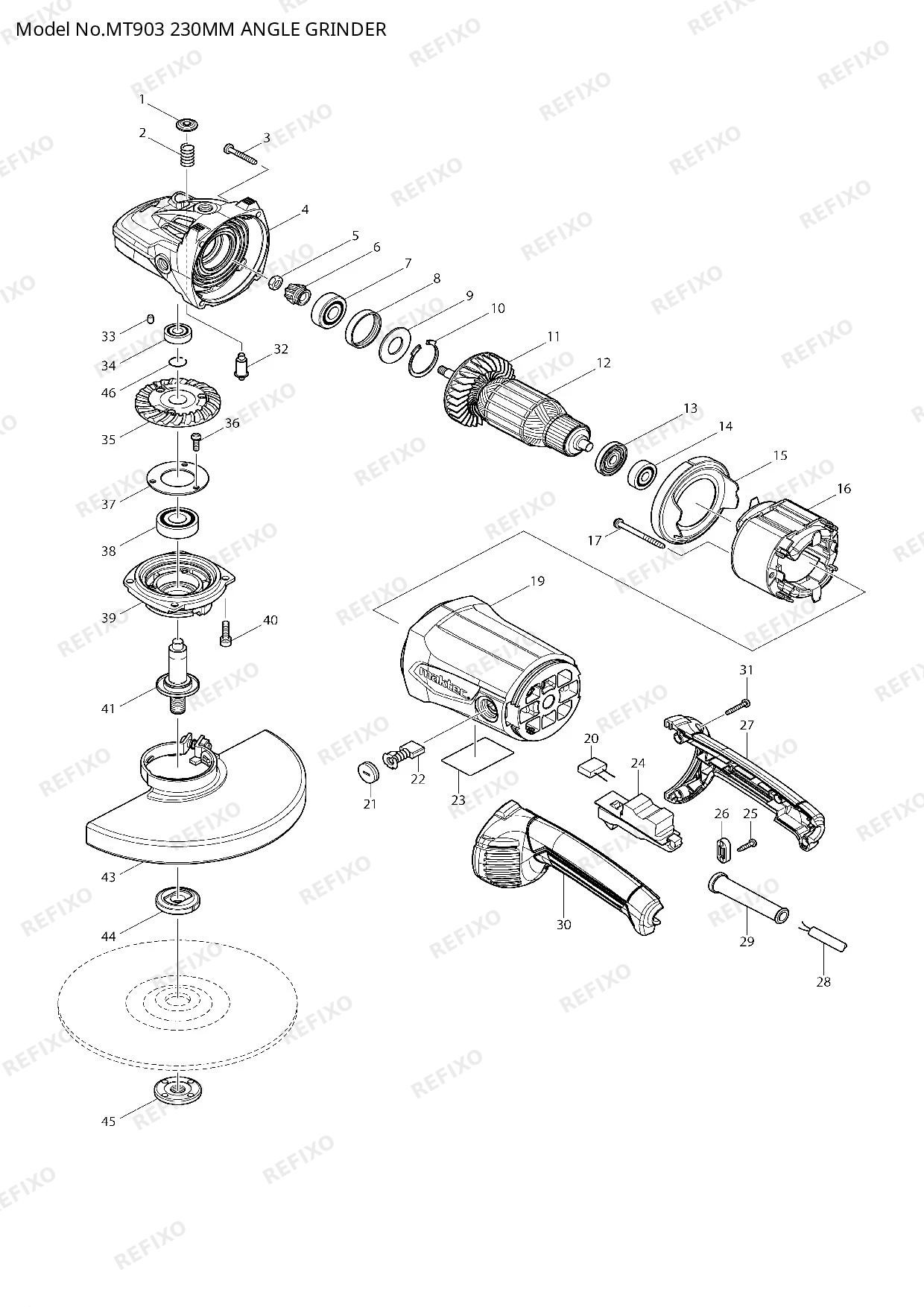 Деталировка MAKITA MT903 — схема запчастей в разборе