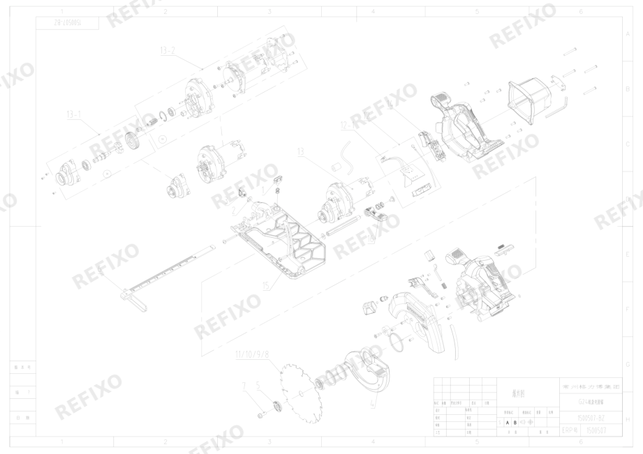 Деталировка Greenworks 1500507-Exploded view — схема запчастей в разборе