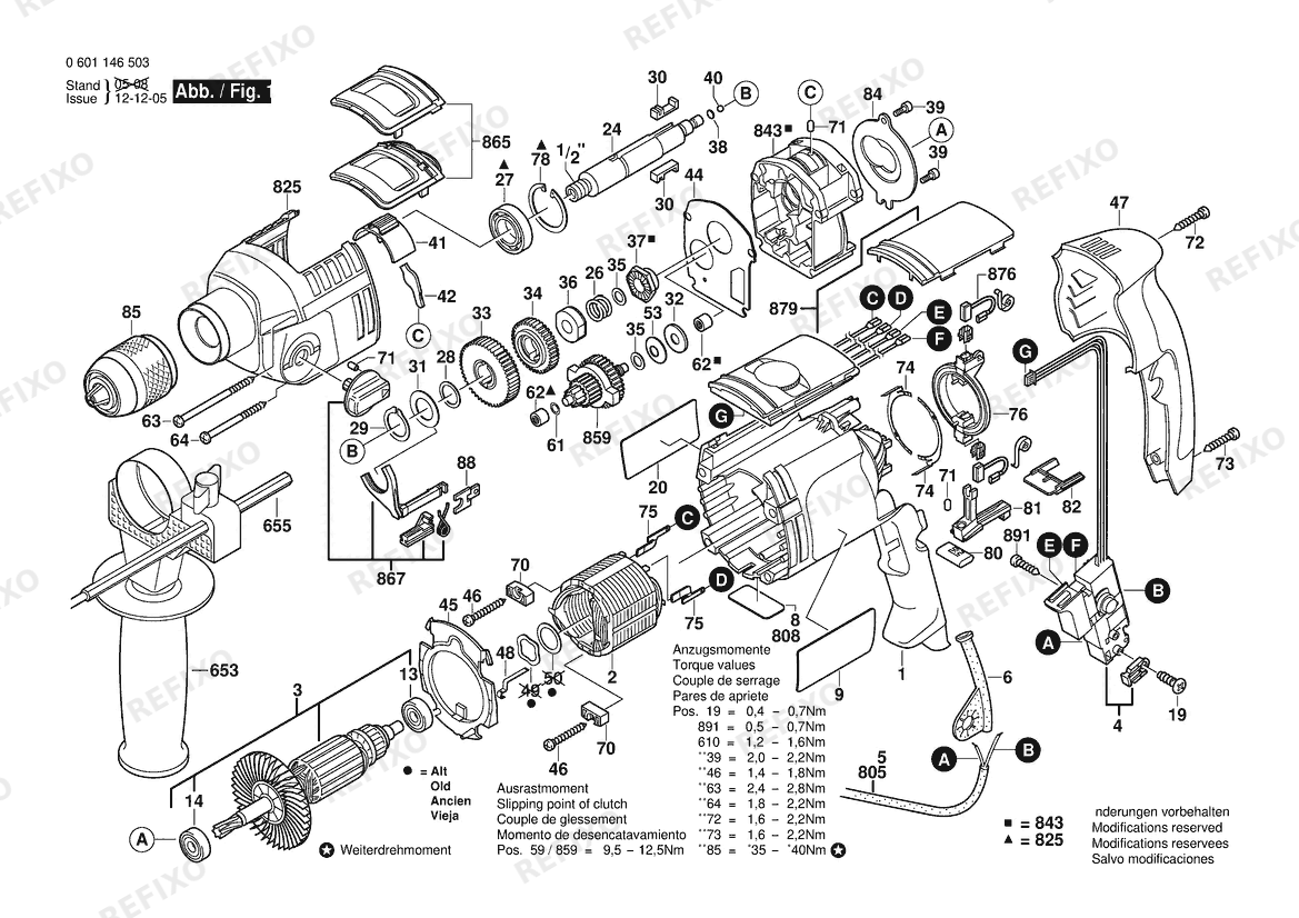 Деталировка Bosch Attrappe GSB 20-2 RE | 230 V | 004 - CH (0 601 146 532) — схема запчастей в разборе