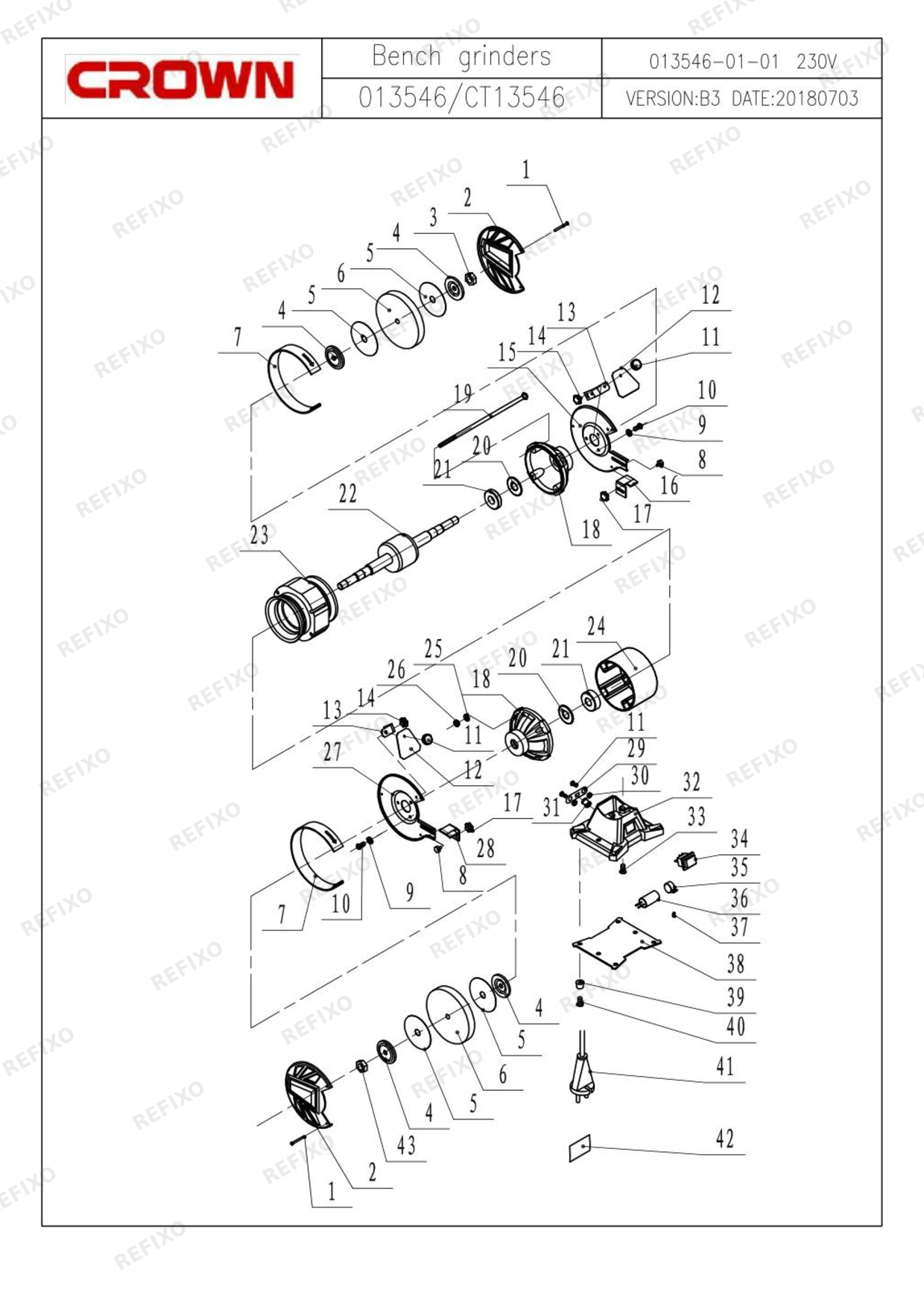 Деталировка CROWN CT13546 — схема запчастей в разборе