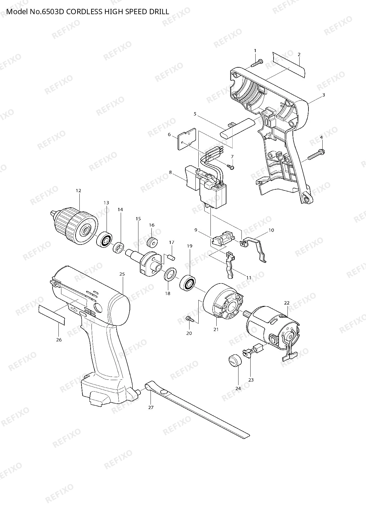 Деталировка MAKITA 6503D — схема запчастей в разборе