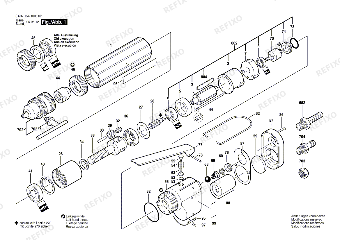 Деталировка Bosch Pw- дрель -Ind 120 WATT-SERIE (0 607 154 100) — схема запчастей в разборе
