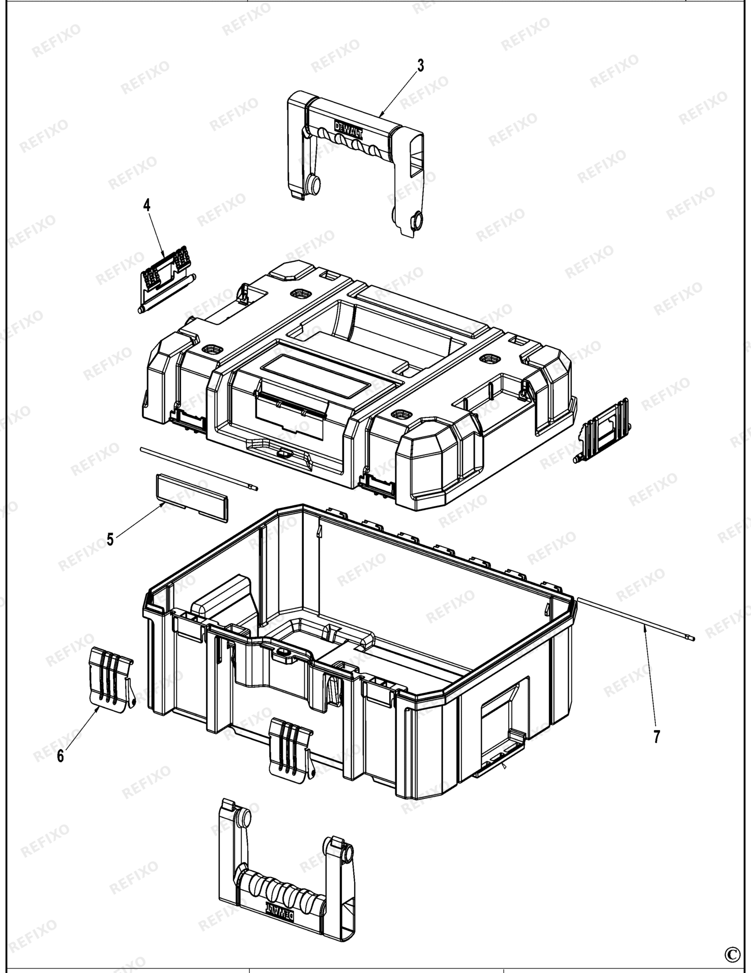 Деталировка DeWalt DWST83347-1-XJ TYPE 1 WERKZEUGBOX DWST83347-1-XJ DWST83347-1 — схема запчастей в разборе
