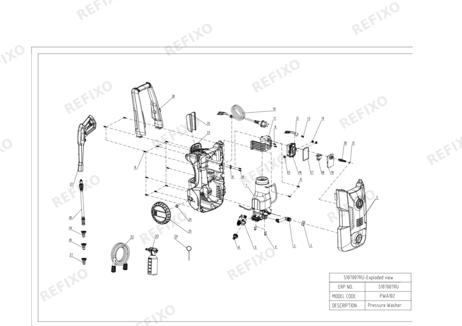 Деталировка Greenworks 5107007RU-EXPLODED VIEW — схема запчастей в разборе
