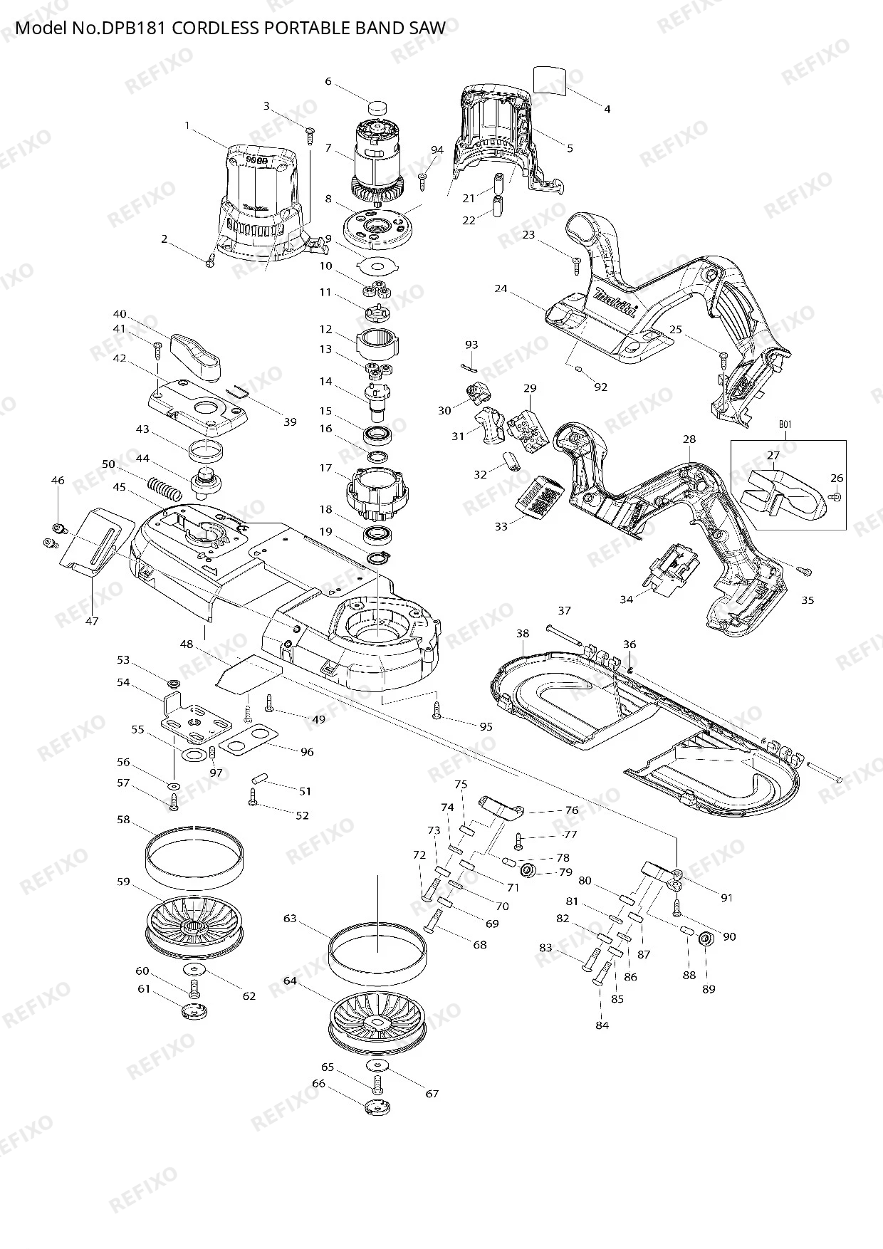 Деталировка MAKITA DPB181 — схема запчастей в разборе