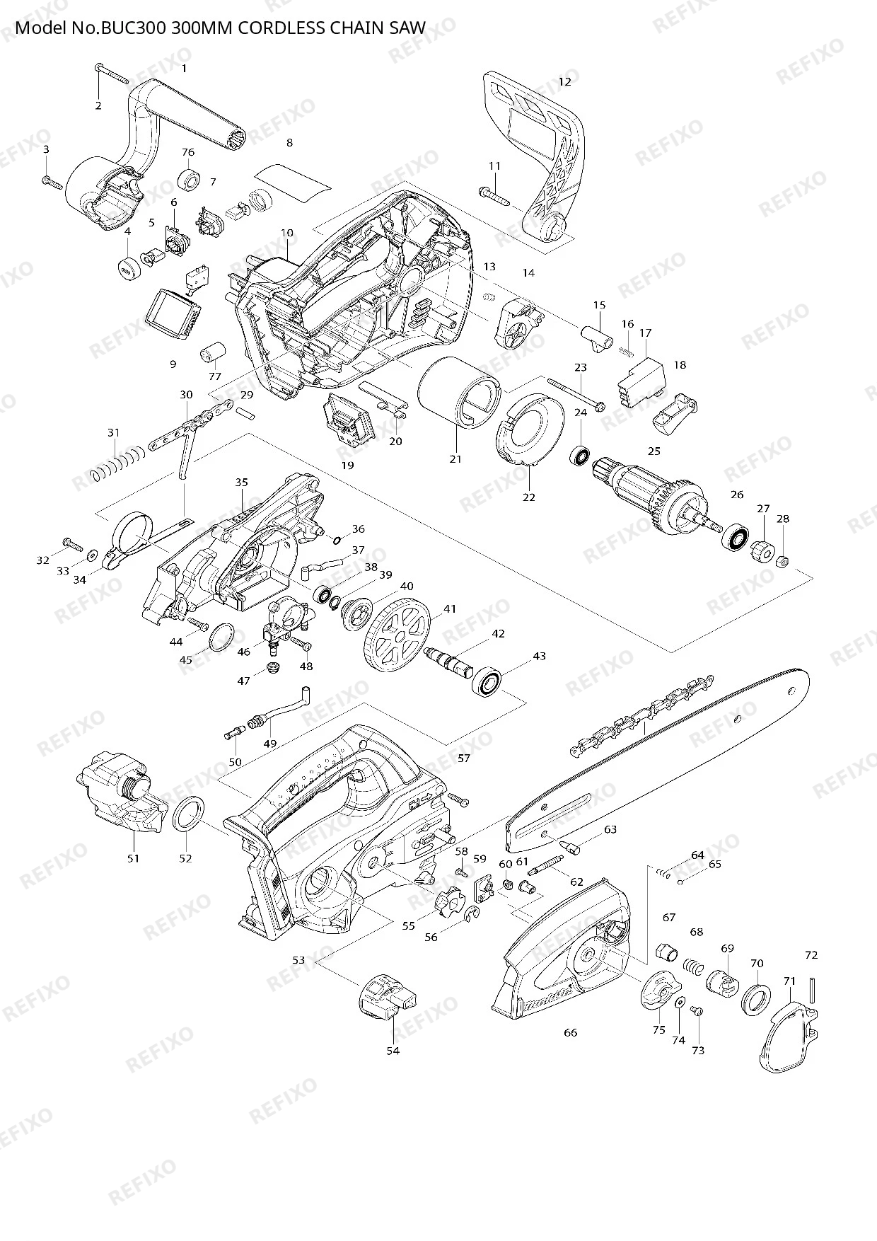 Деталировка MAKITA BUC300 — схема запчастей в разборе