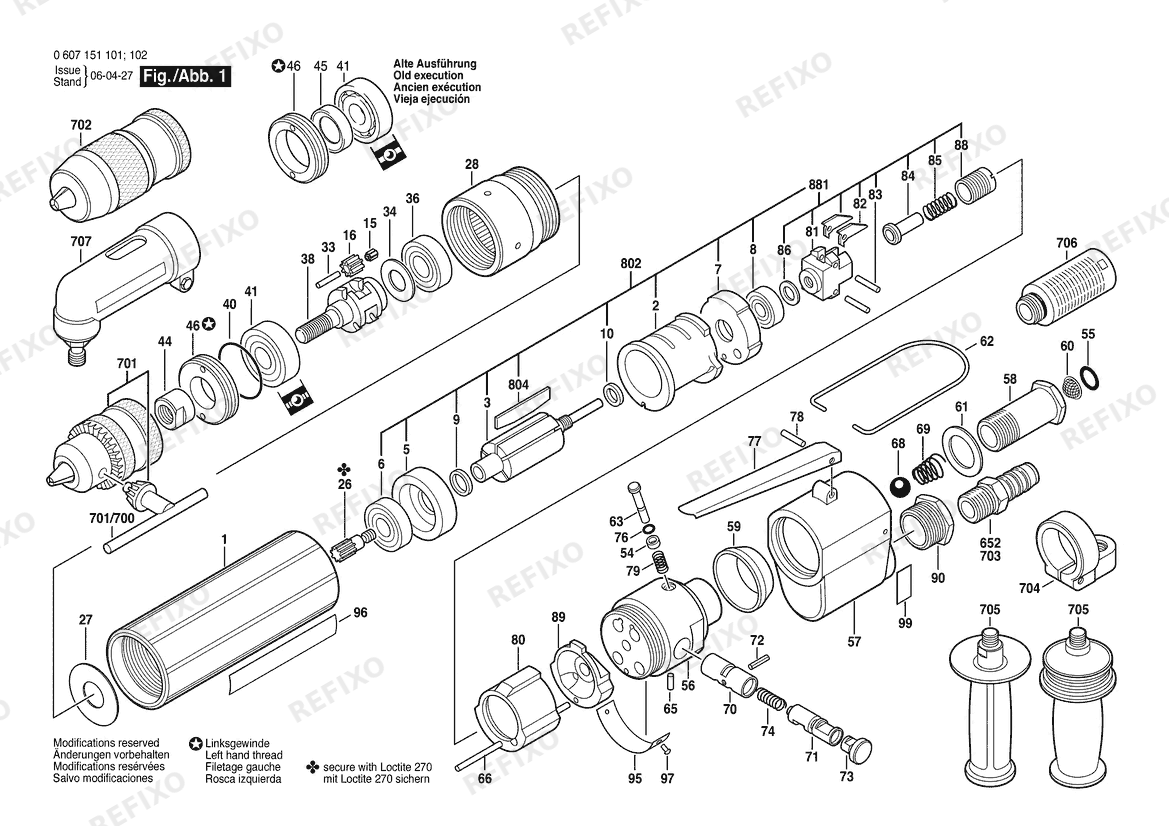 Деталировка Bosch Pw- дрель -Ind дрель (0 607 151 101) — схема запчастей в разборе