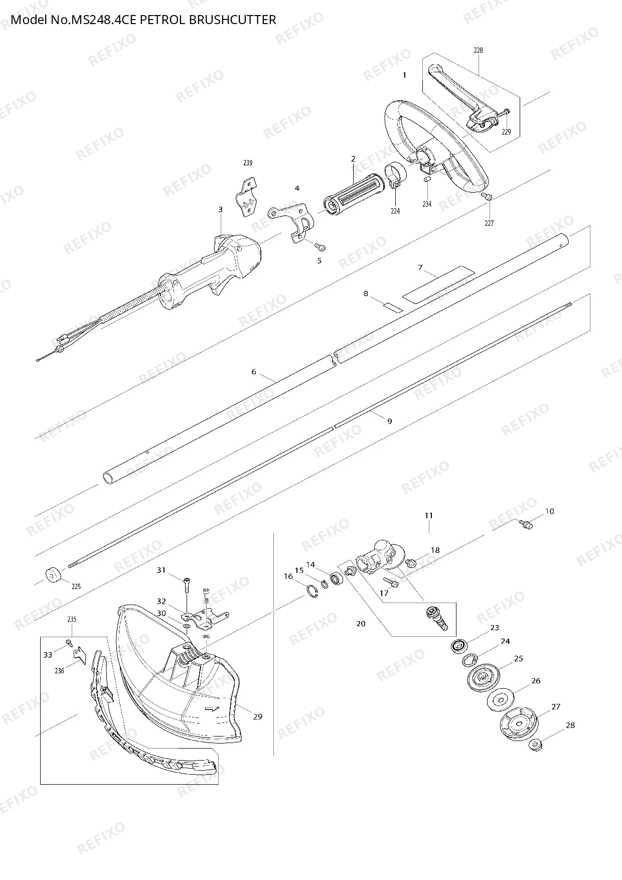 Деталировка MAKITA MS 248.4CE — схема запчастей в разборе