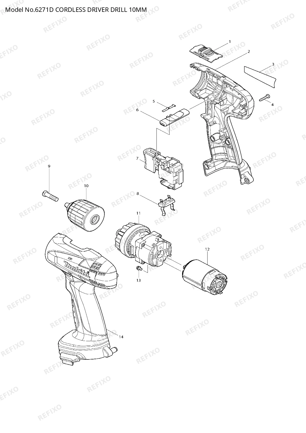 Деталировка MAKITA 6271D — схема запчастей в разборе