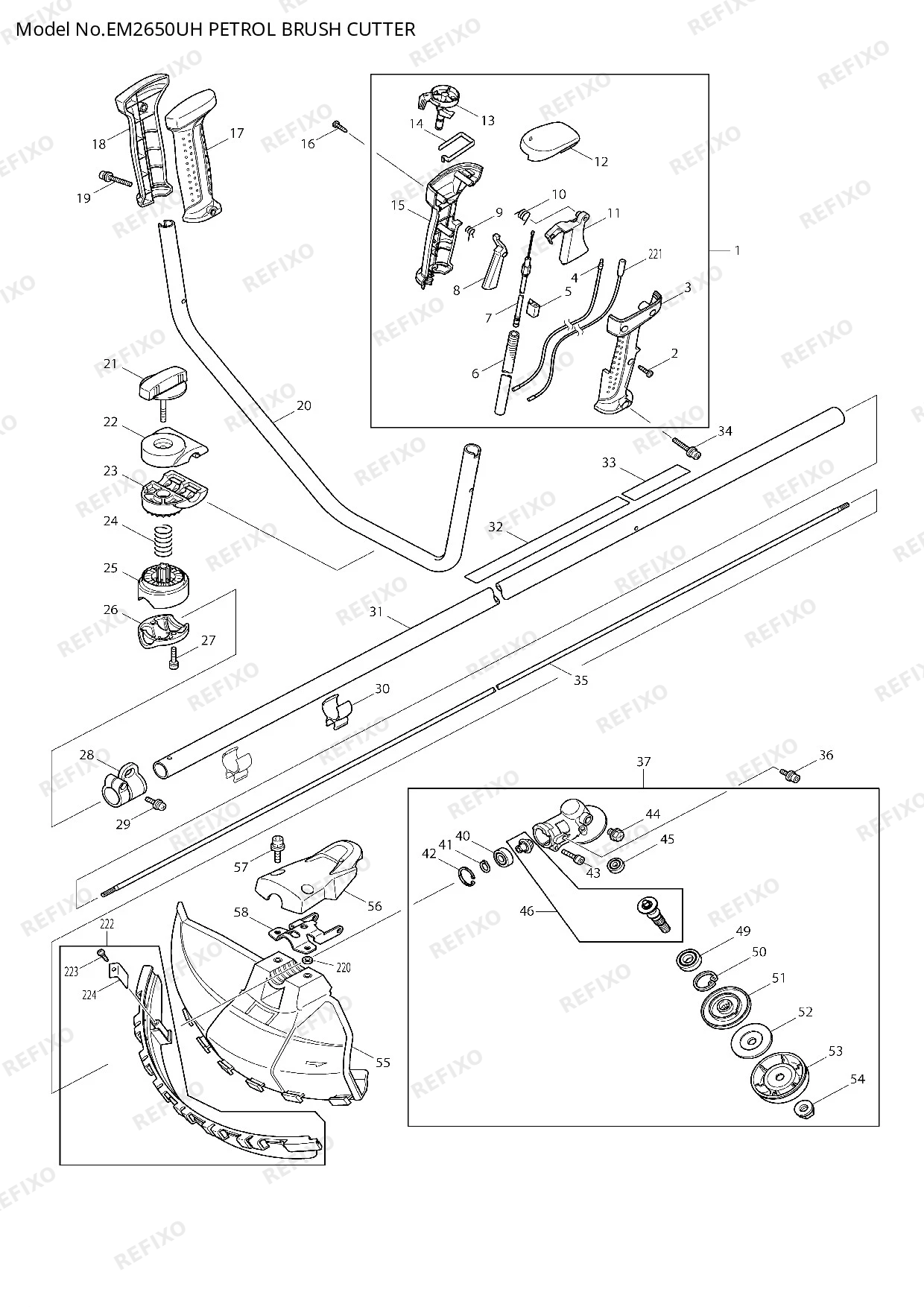 Деталировка MAKITA EM2650UH — схема запчастей в разборе