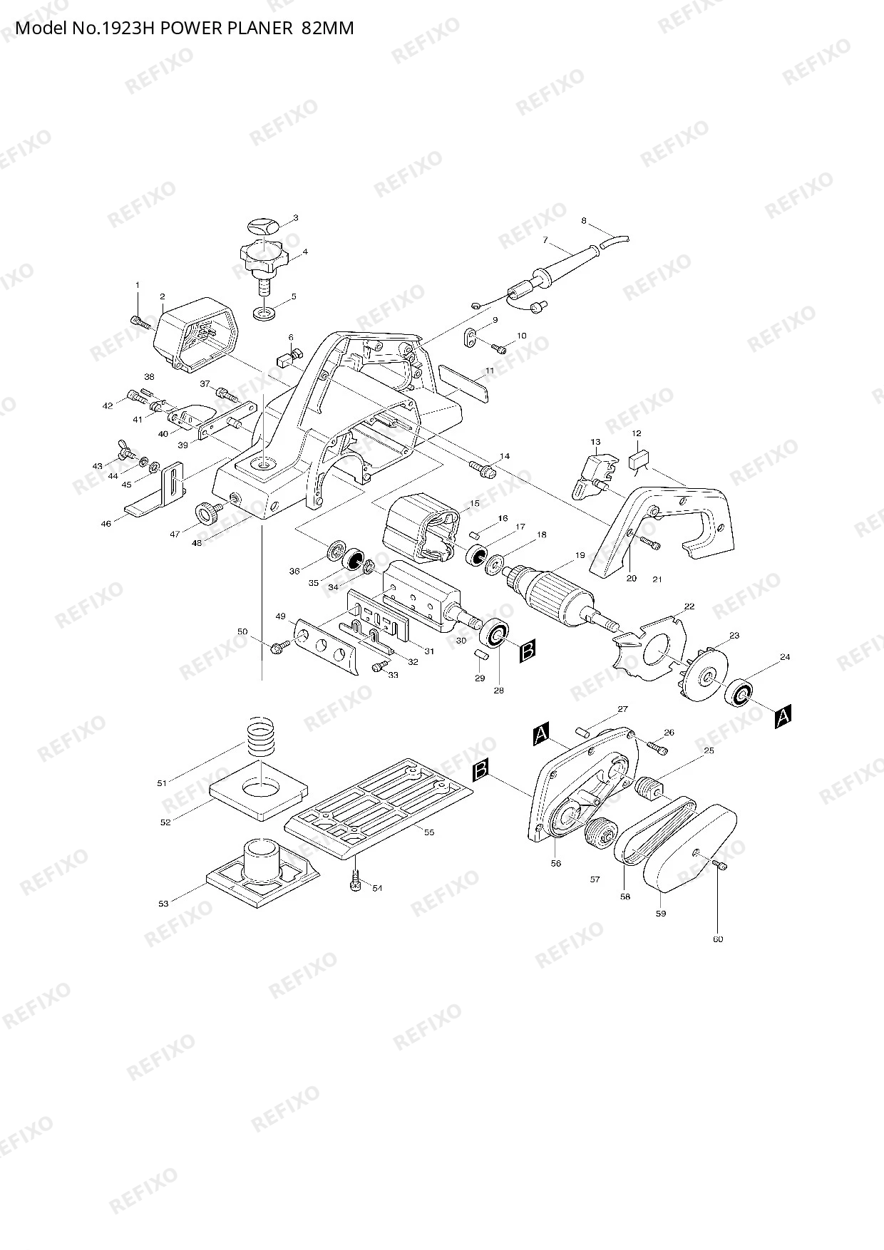 Деталировка MAKITA 1923H — схема запчастей в разборе