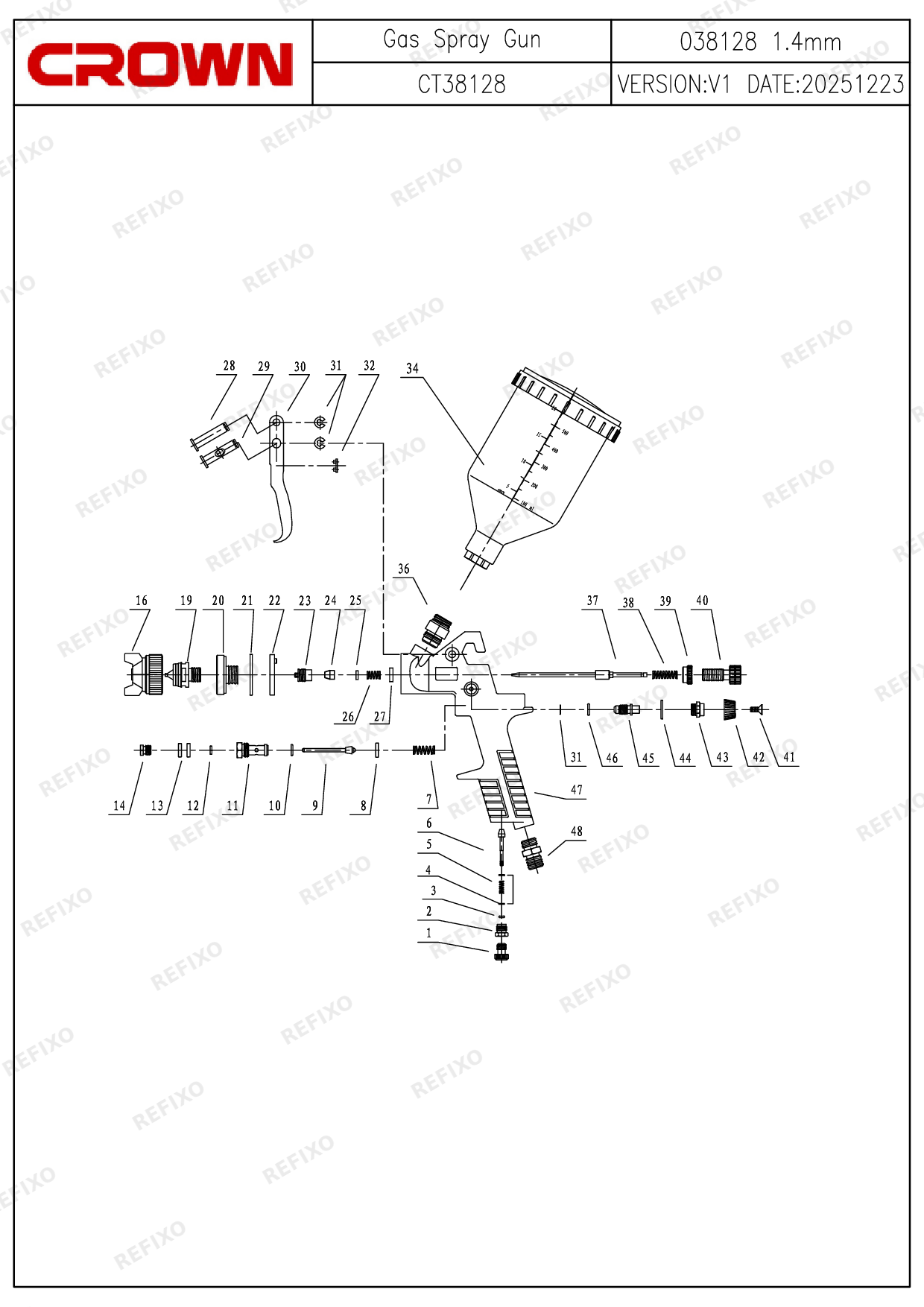 Деталировка CROWN CT38128 — схема запчастей в разборе