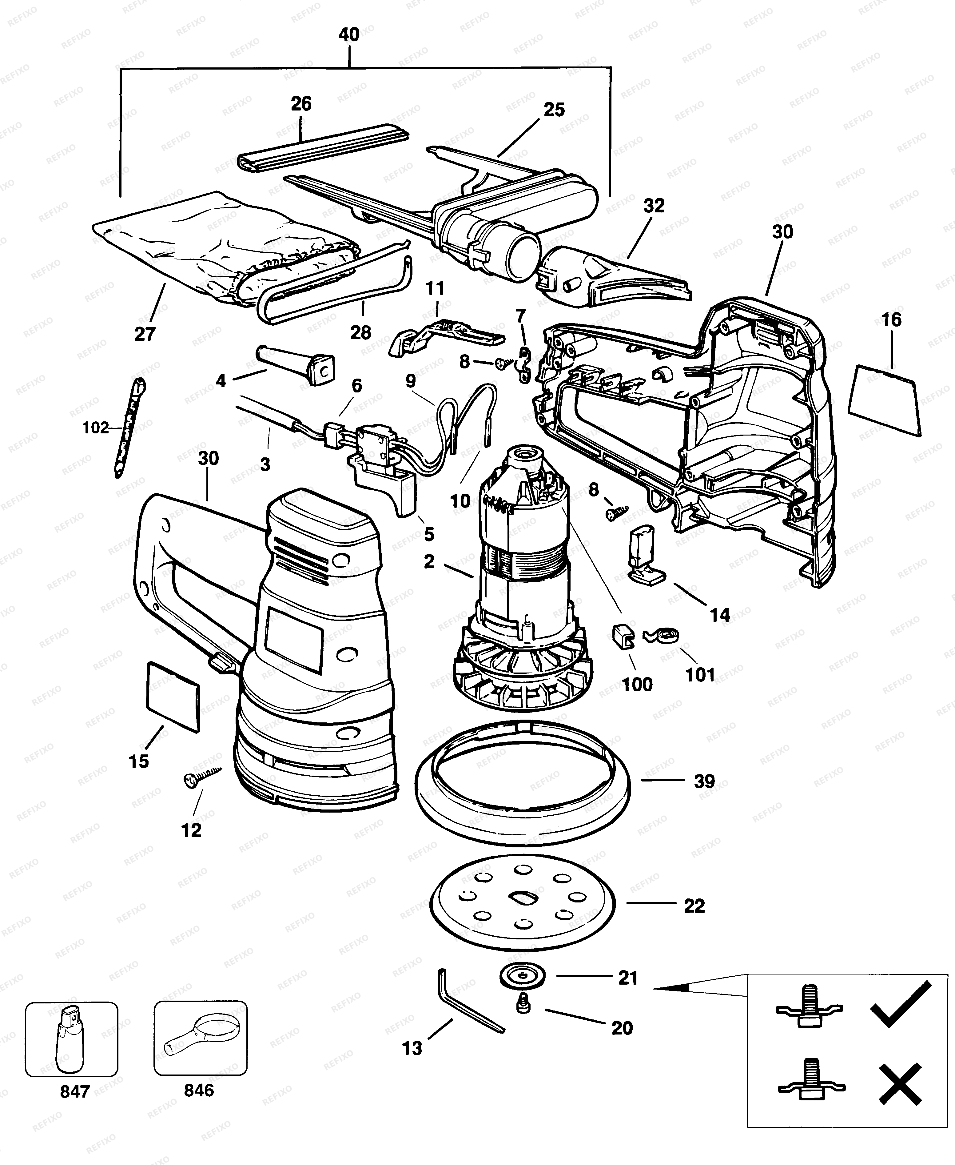 Black&Decker ЭКСЦЕНТРИКОВАЯ ПЛОСКОШЛИФОВАЛЬНАЯ МАШИНКА BD190 — схема запчастей