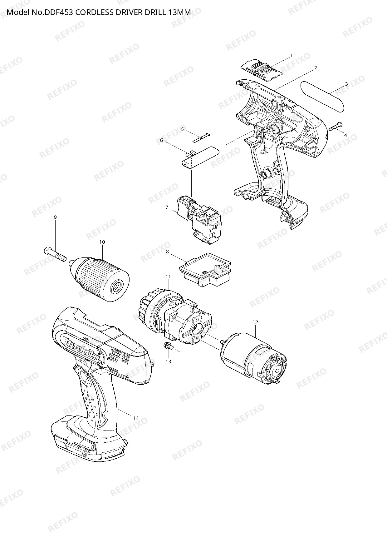 Деталировка MAKITA DDF453 — схема запчастей в разборе