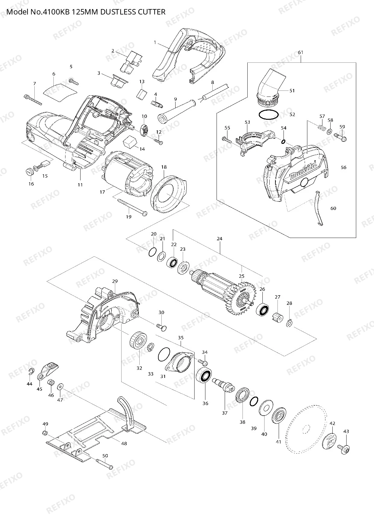 Деталировка MAKITA 4100KB — схема запчастей в разборе