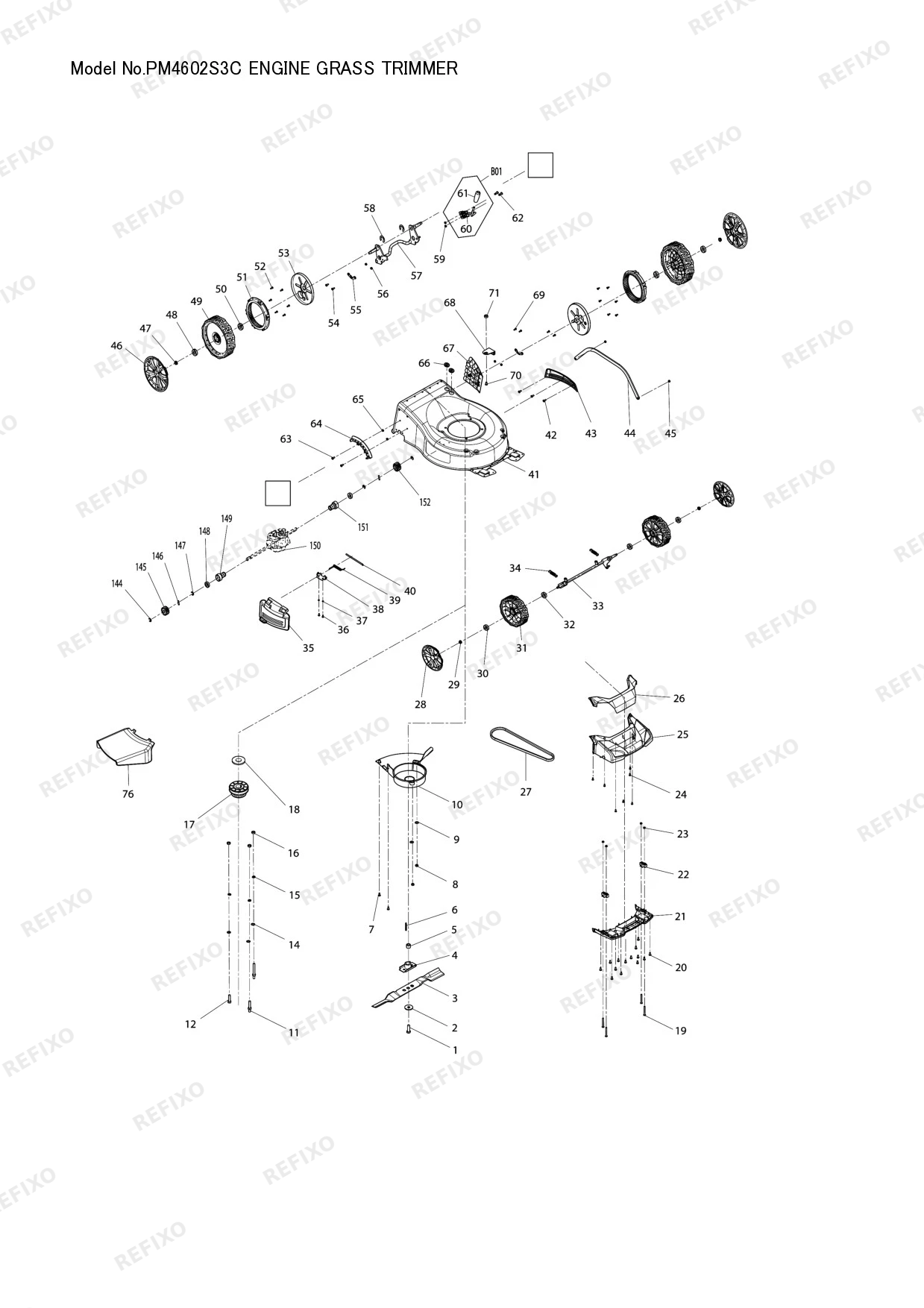 Деталировка MAKITA PM4602S3C — схема запчастей в разборе