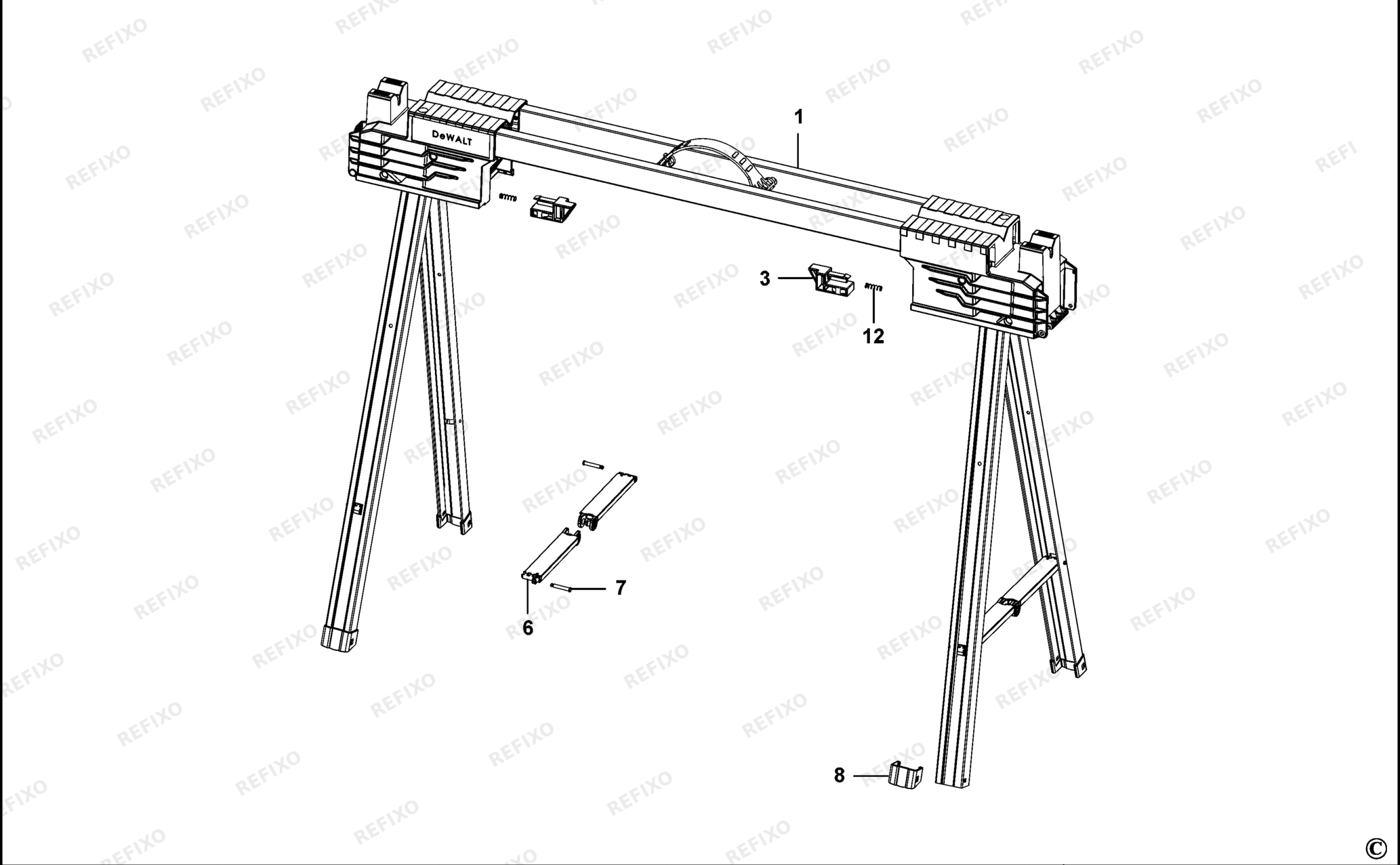 Деталировка DeWalt DWST1-75676-XJ TYPE 1 пила -WERKBANK DWST1-75676-XJ DWST1-75676 — схема запчастей в разборе