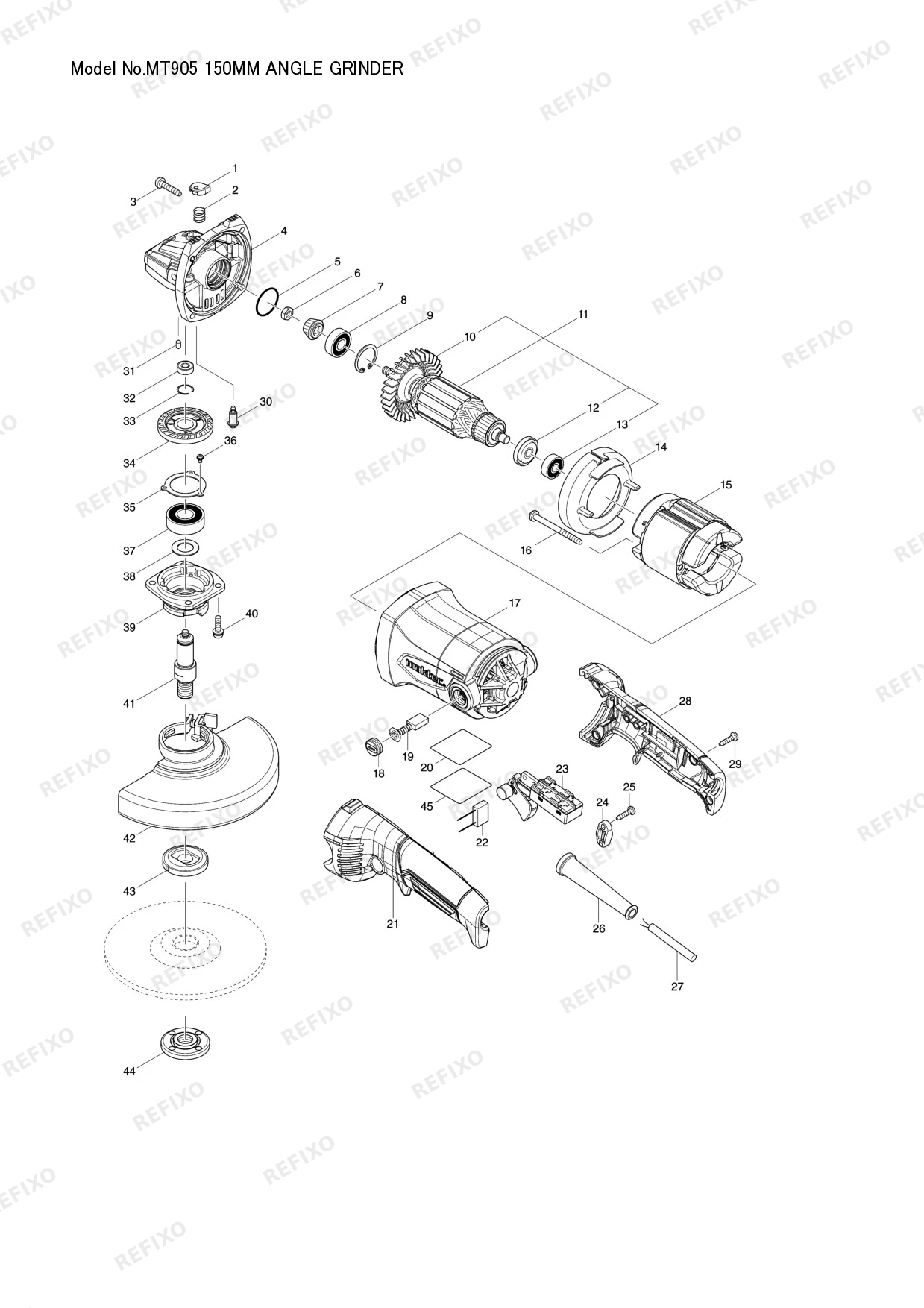 Деталировка MAKITA MT905 — схема запчастей в разборе