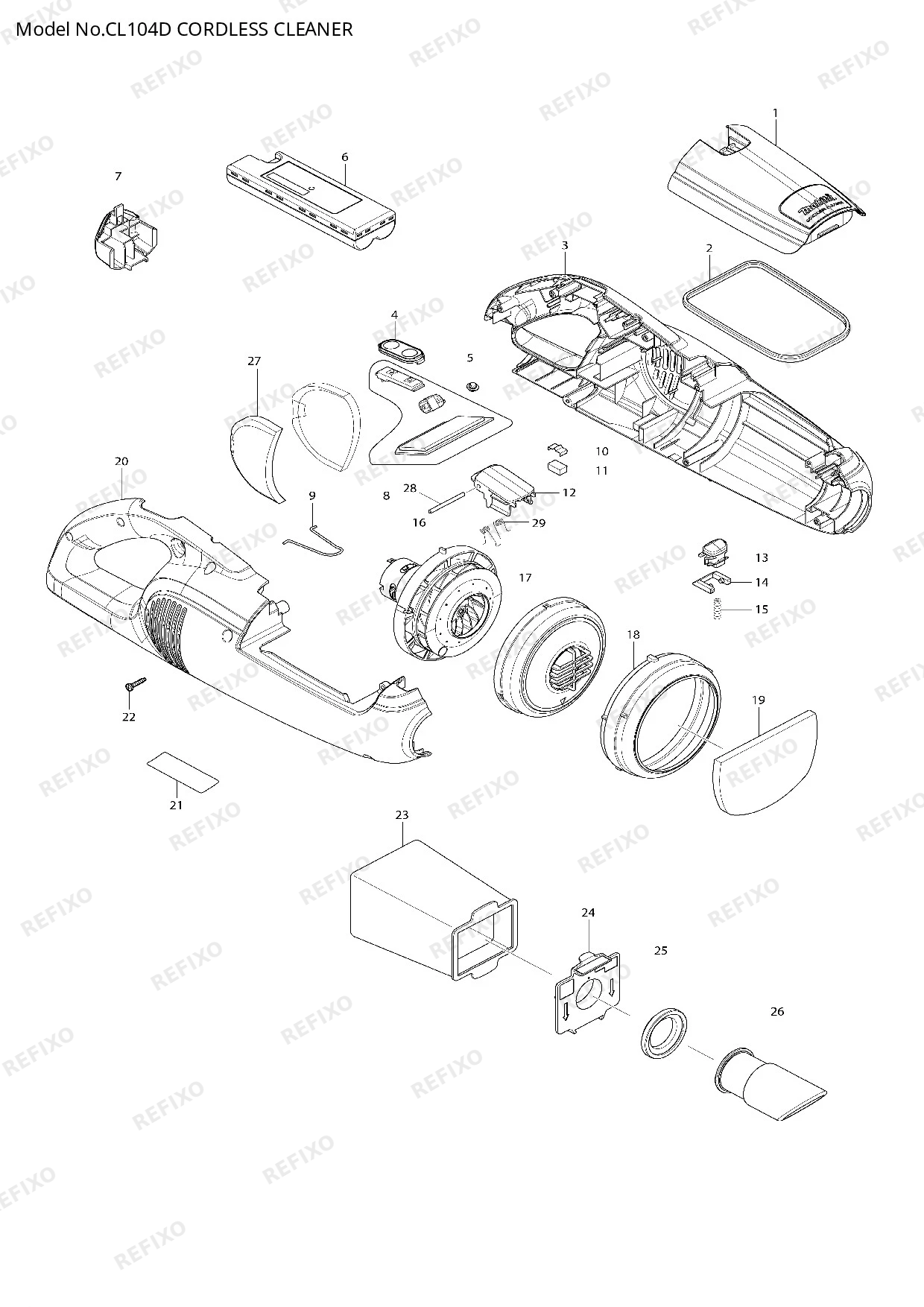 Деталировка MAKITA CL104D — схема запчастей в разборе
