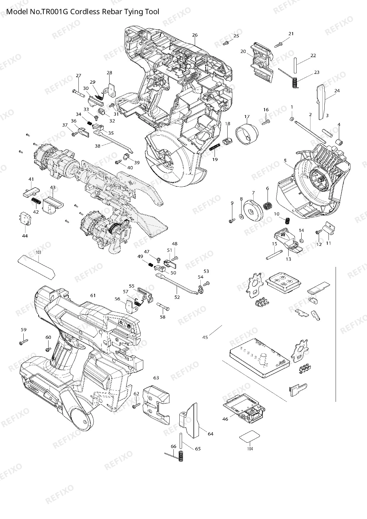 Деталировка MAKITA TR001G — схема запчастей в разборе