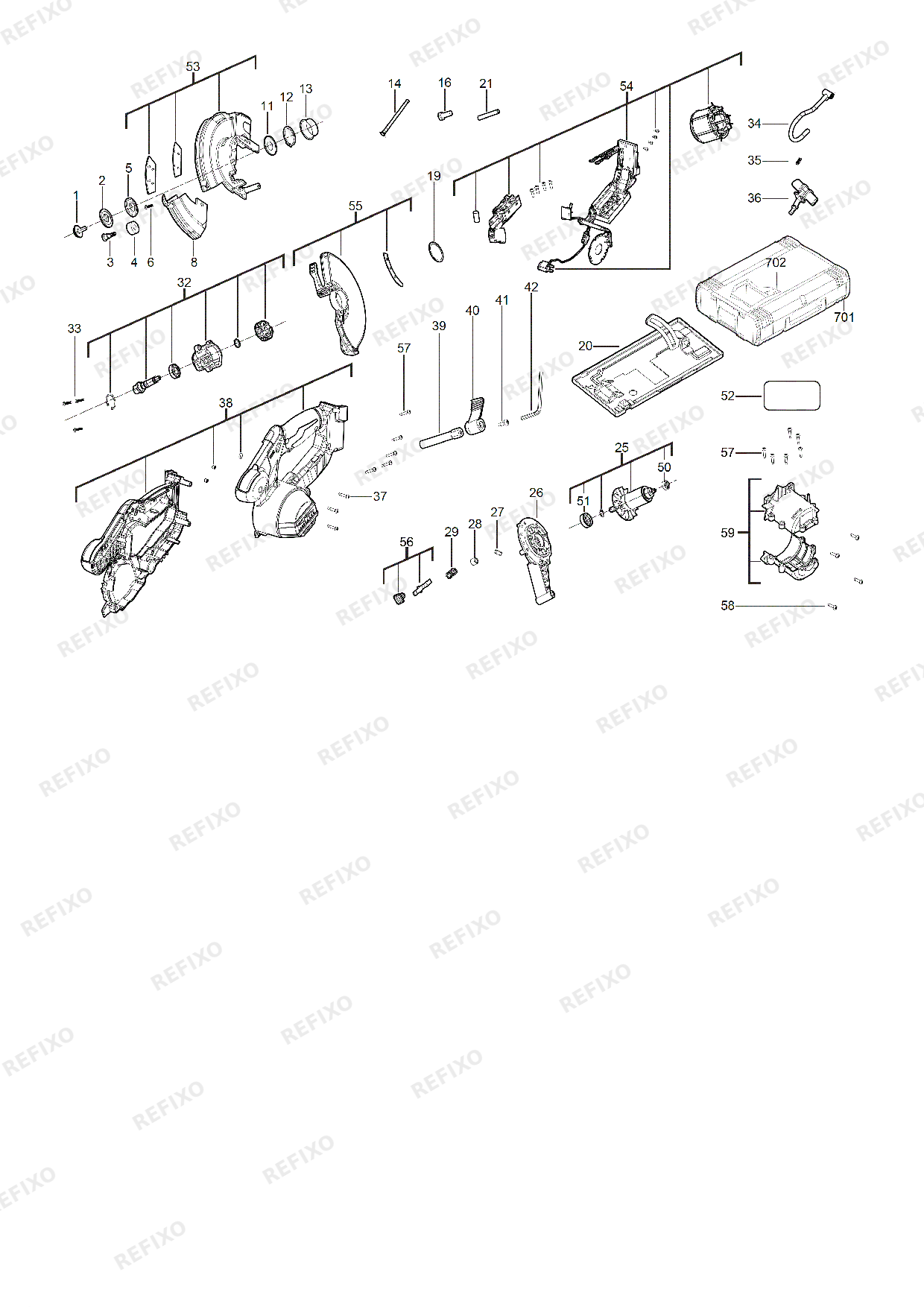 Деталировка MILWAUKEE M18FMCS 0X 4933459192 4000469613 — схема запчастей в разборе