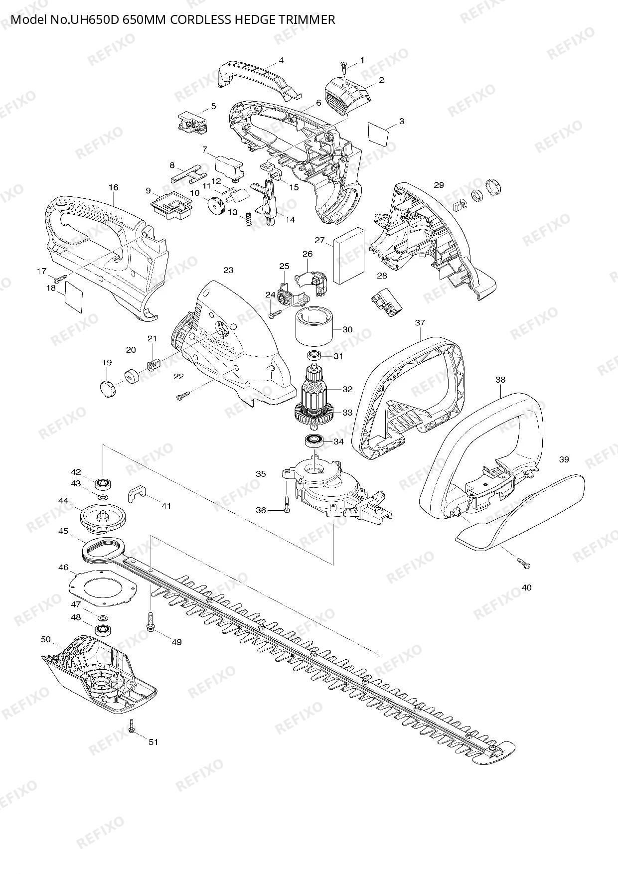 Деталировка MAKITA UH650D — схема запчастей в разборе