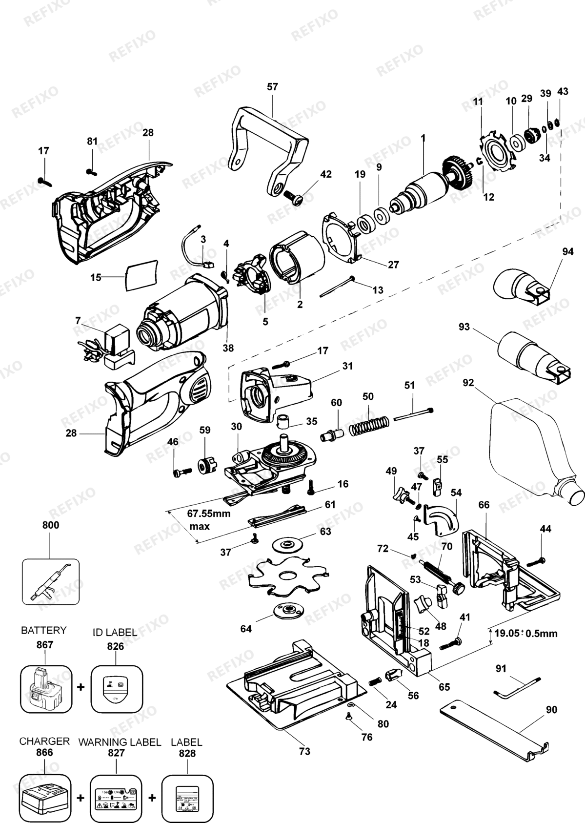 Деталировка DeWalt DW932K-DE TYPE 1 PLATTENVERBINDER DW932K-DE DW932K — схема запчастей в разборе