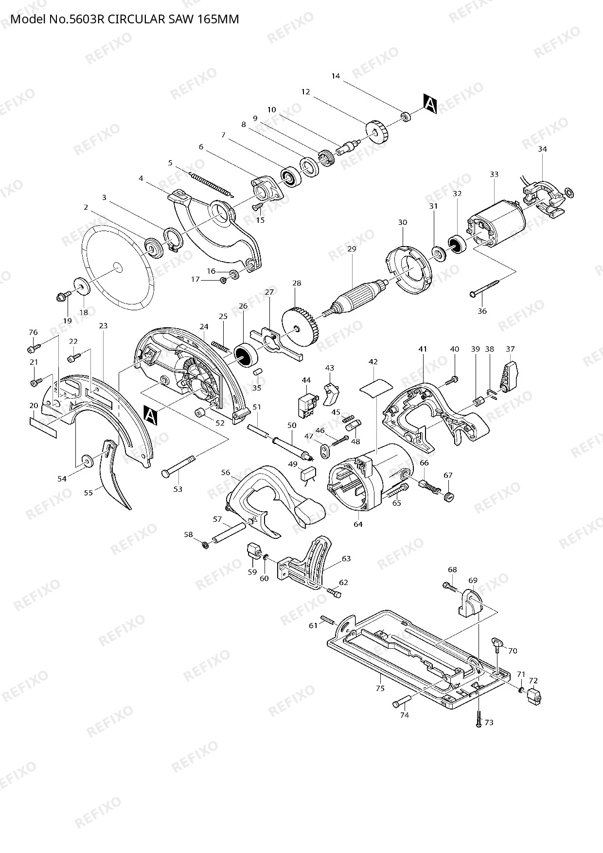 Деталировка MAKITA 5603R — схема запчастей в разборе