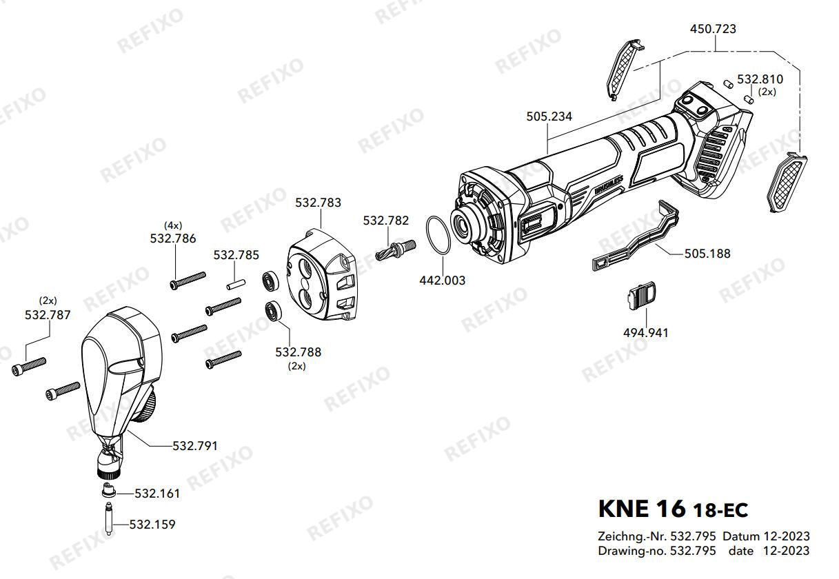 Деталировка Flex KNE 16 18-EC — схема запчастей в разборе