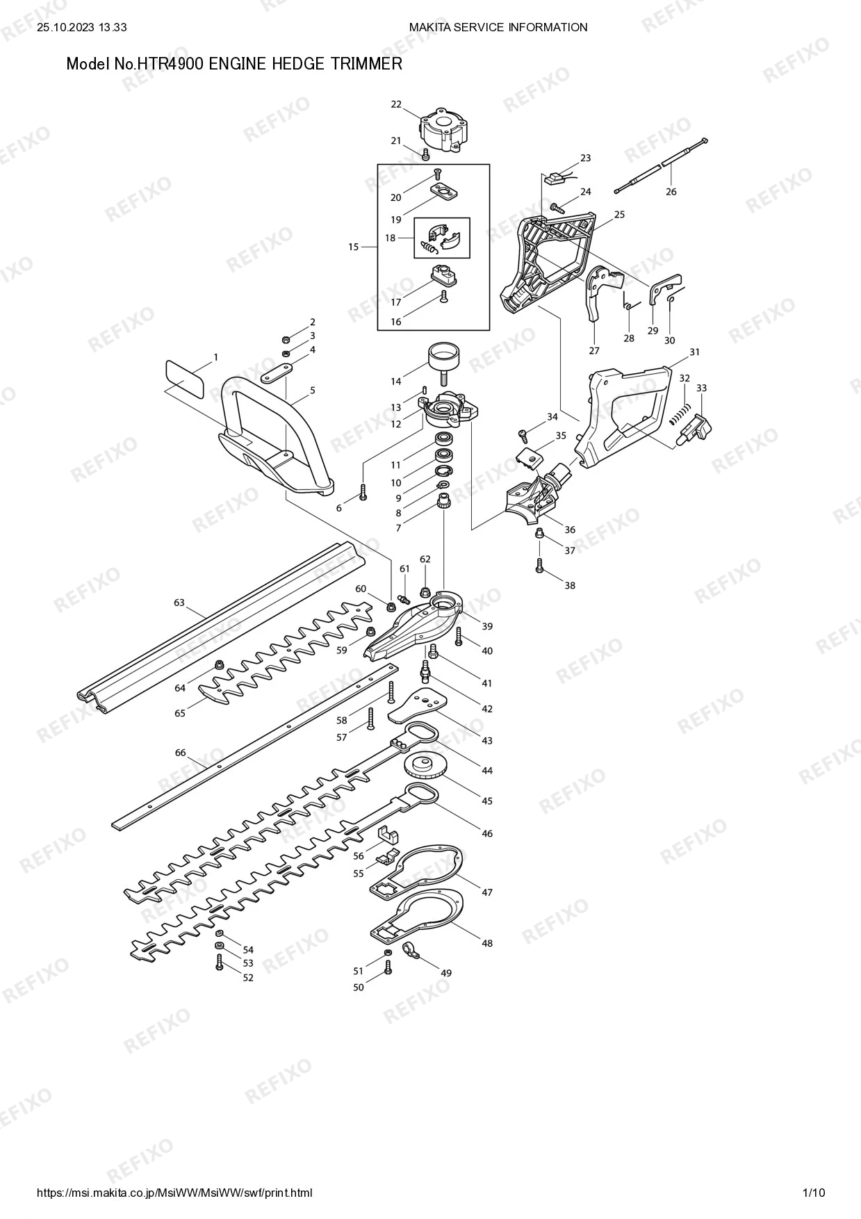 Деталировка MAKITA HTR4900 — схема запчастей в разборе