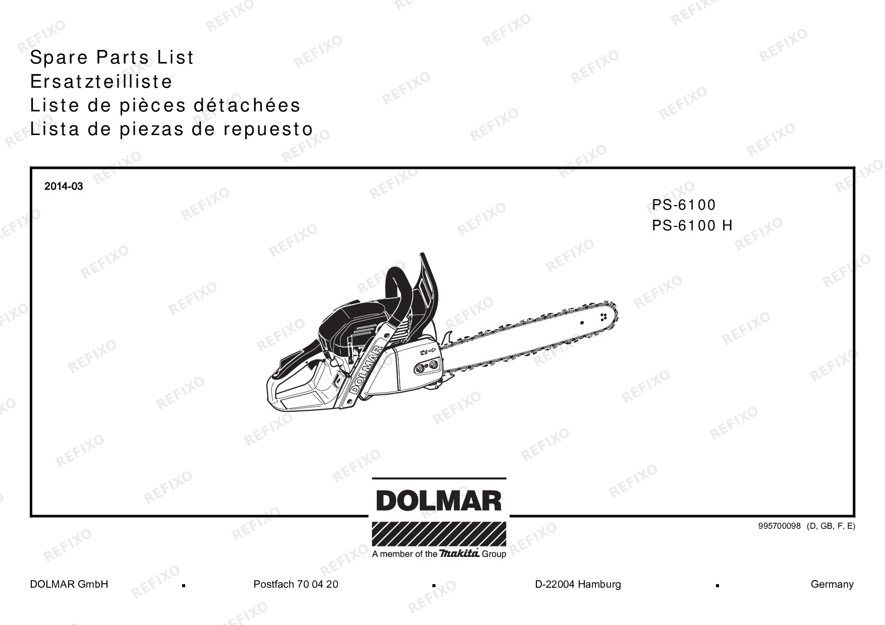 Деталировка MAKITA PS 6100H — схема запчастей в разборе