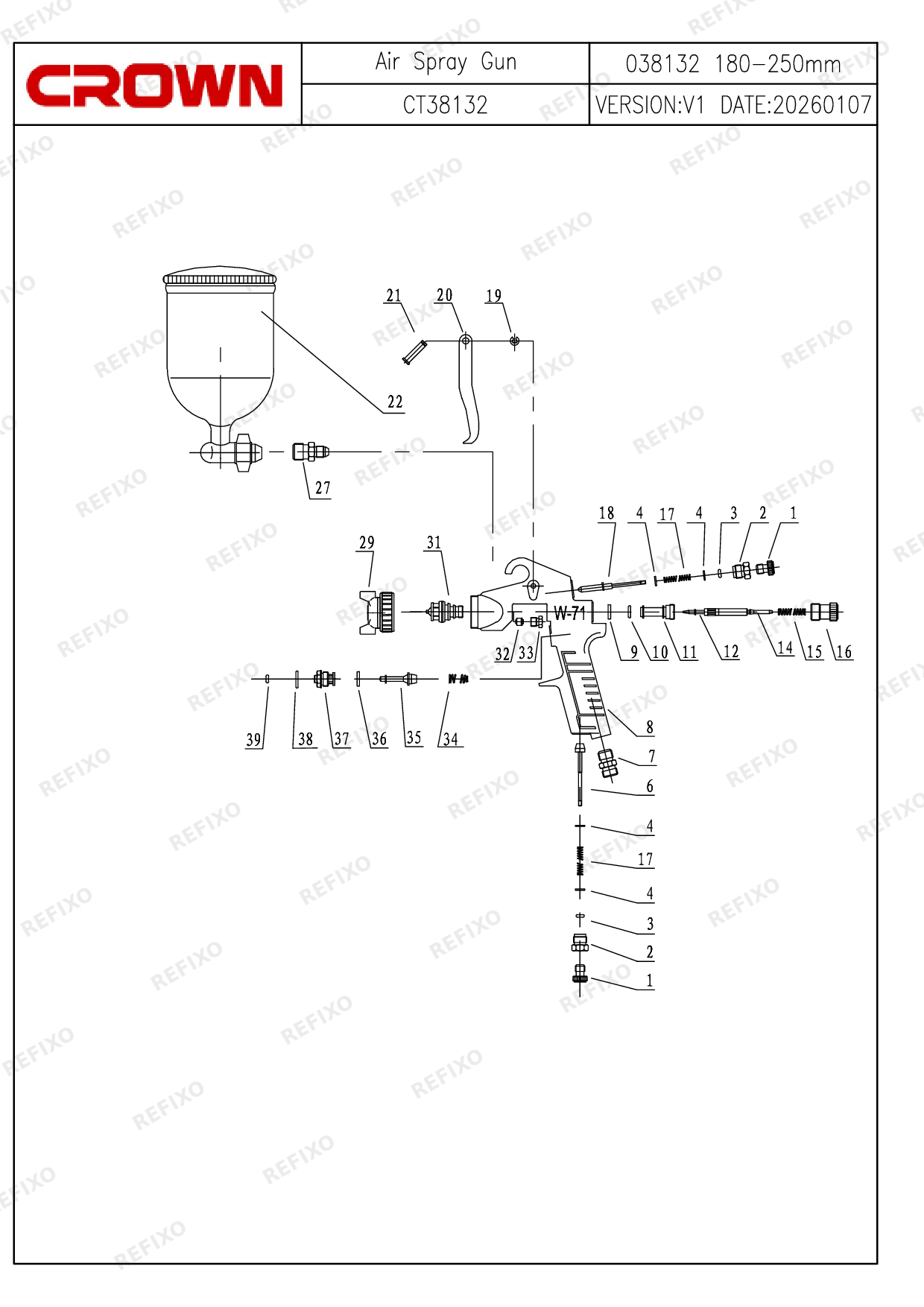 Деталировка CROWN CT38132 — схема запчастей в разборе