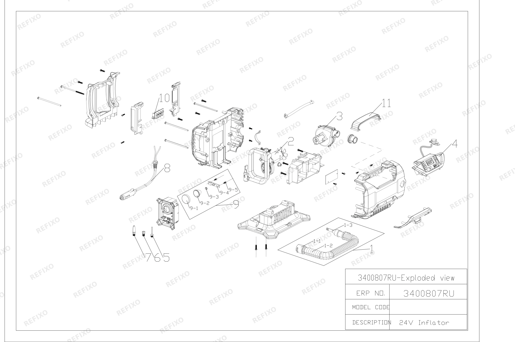 Деталировка Greenworks 3400807-EXPLODED VIEW — схема запчастей в разборе