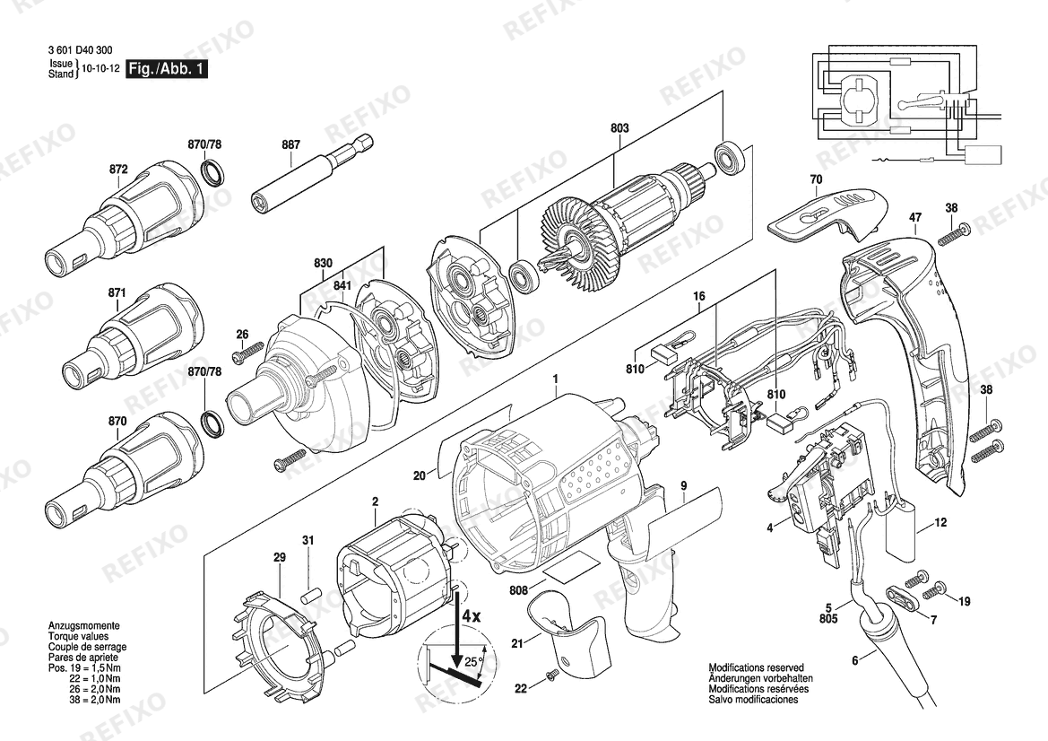 Деталировка Bosch Шуруповёрт GSR 6-45 TE BARE | 230 V | 004 - CH (3 601 D40 331) — схема запчастей в разборе