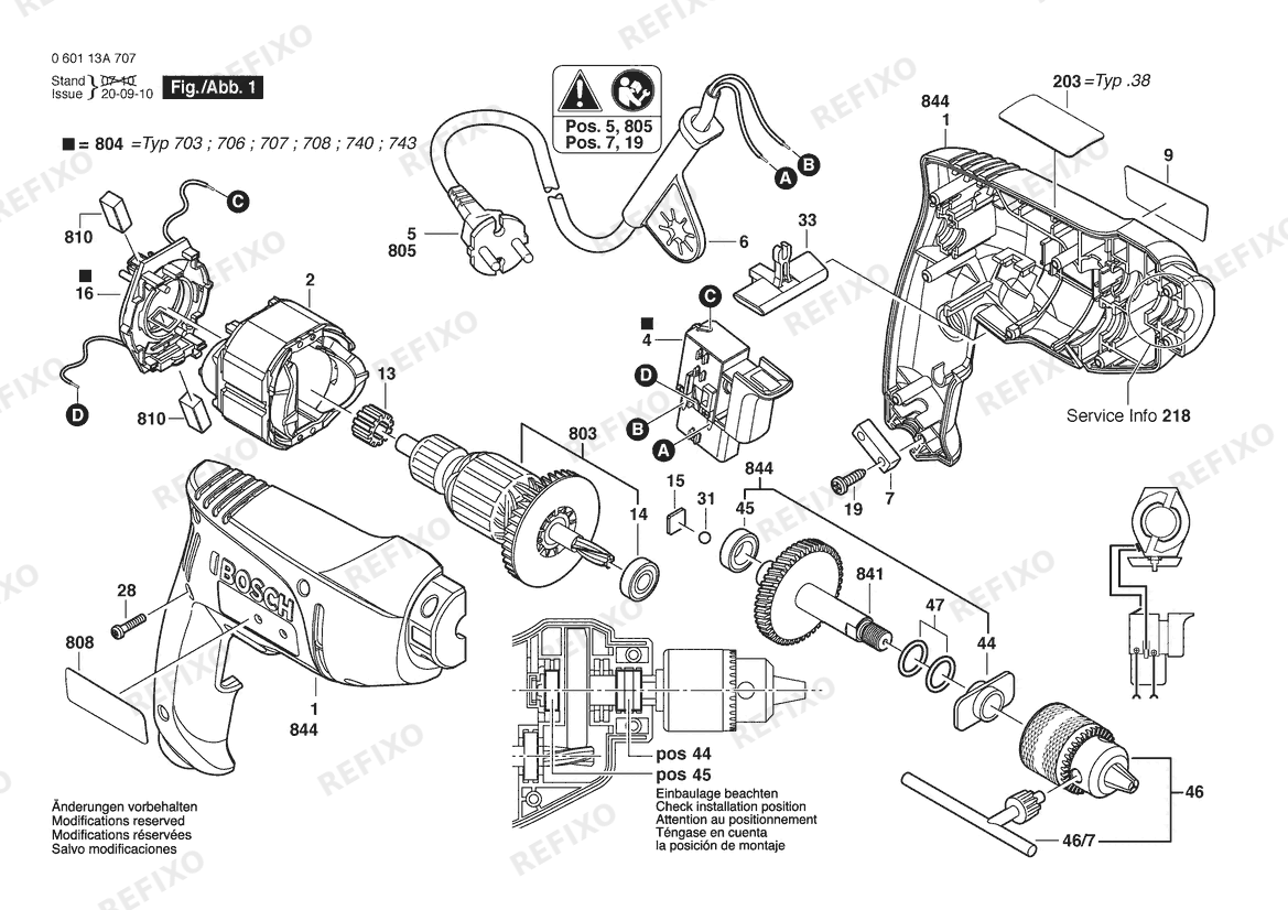 Деталировка Bosch Дрель GBM 350 RE | 230 V | 018 - HK (0 601 13A 744) — схема запчастей в разборе