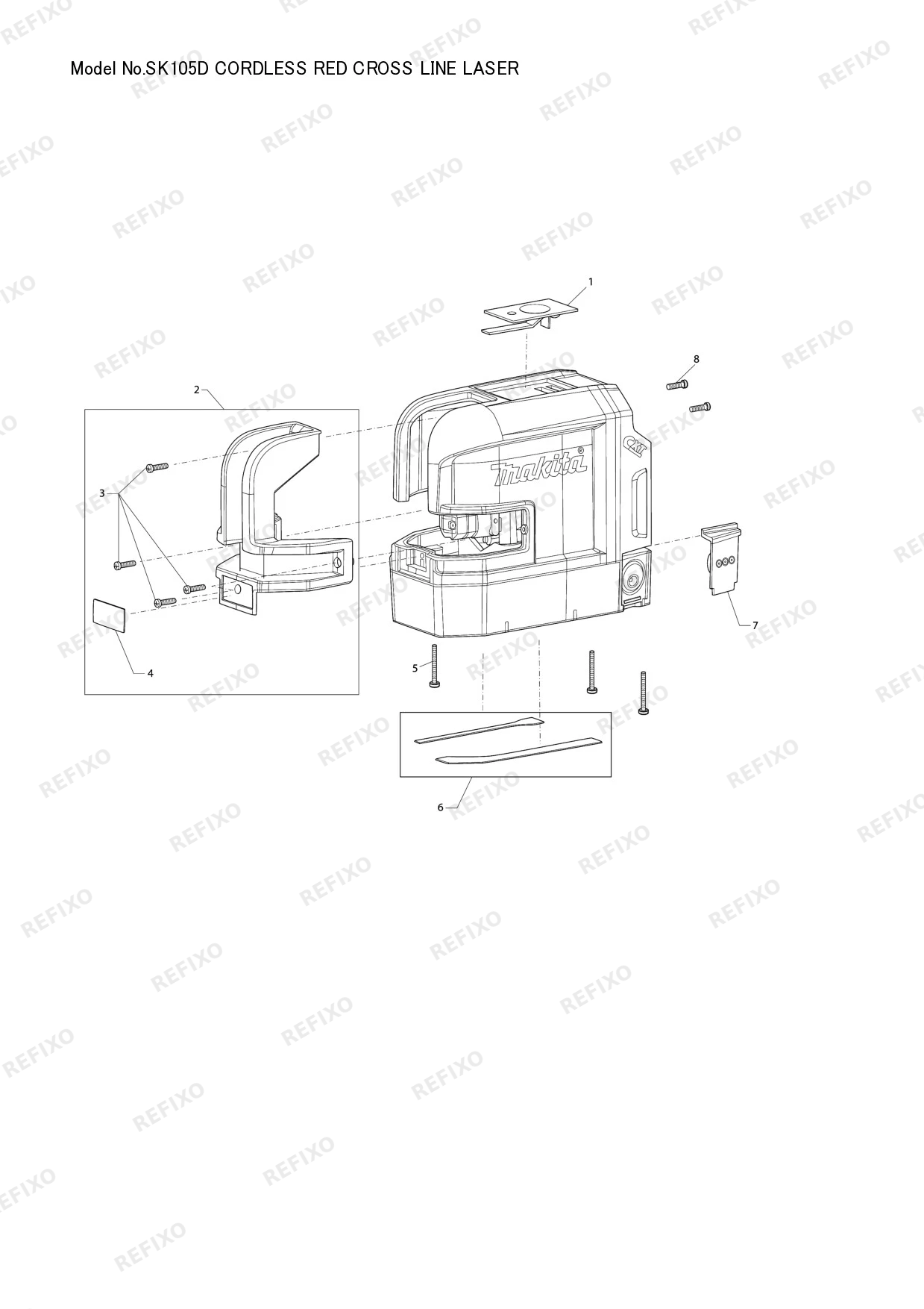 Деталировка MAKITA SK105D — схема запчастей в разборе