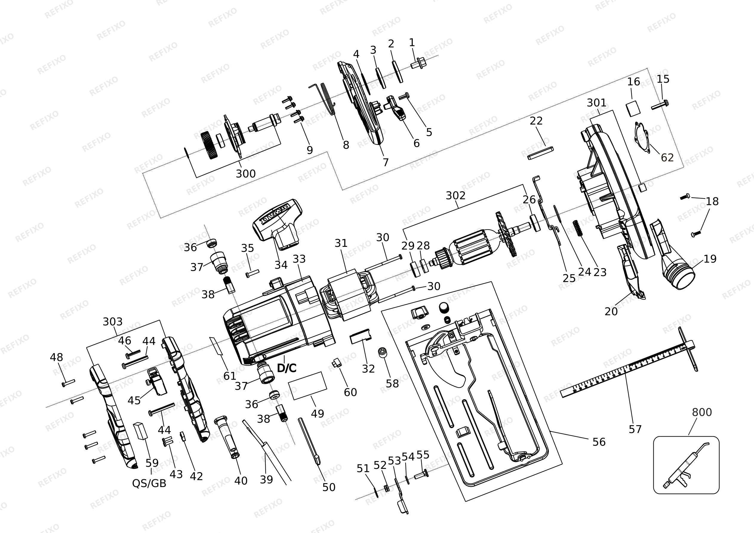 Деталировка DeWalt ДИСКОВАЯ ПИЛА DWE5615 — схема запчастей в разборе